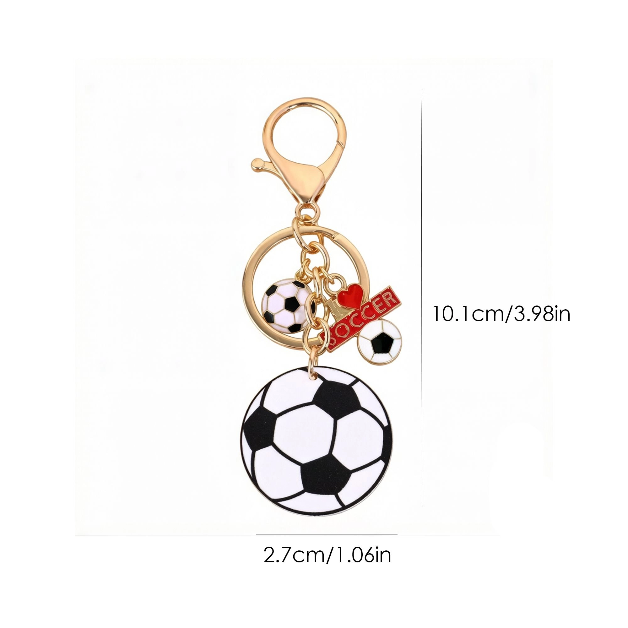 Alilang Women's 2 Pack Sports Ball Keychains with Gold Tone Clip Ring and Charm Accents, Style-C