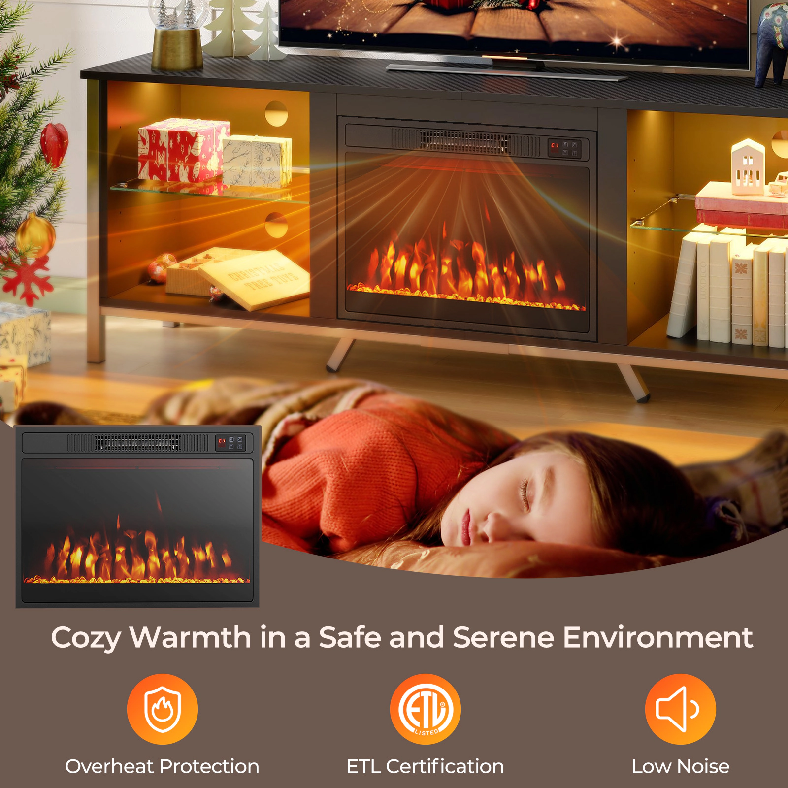 SlickBlue 24-Inch Electric Fireplace Insert with Remote Control