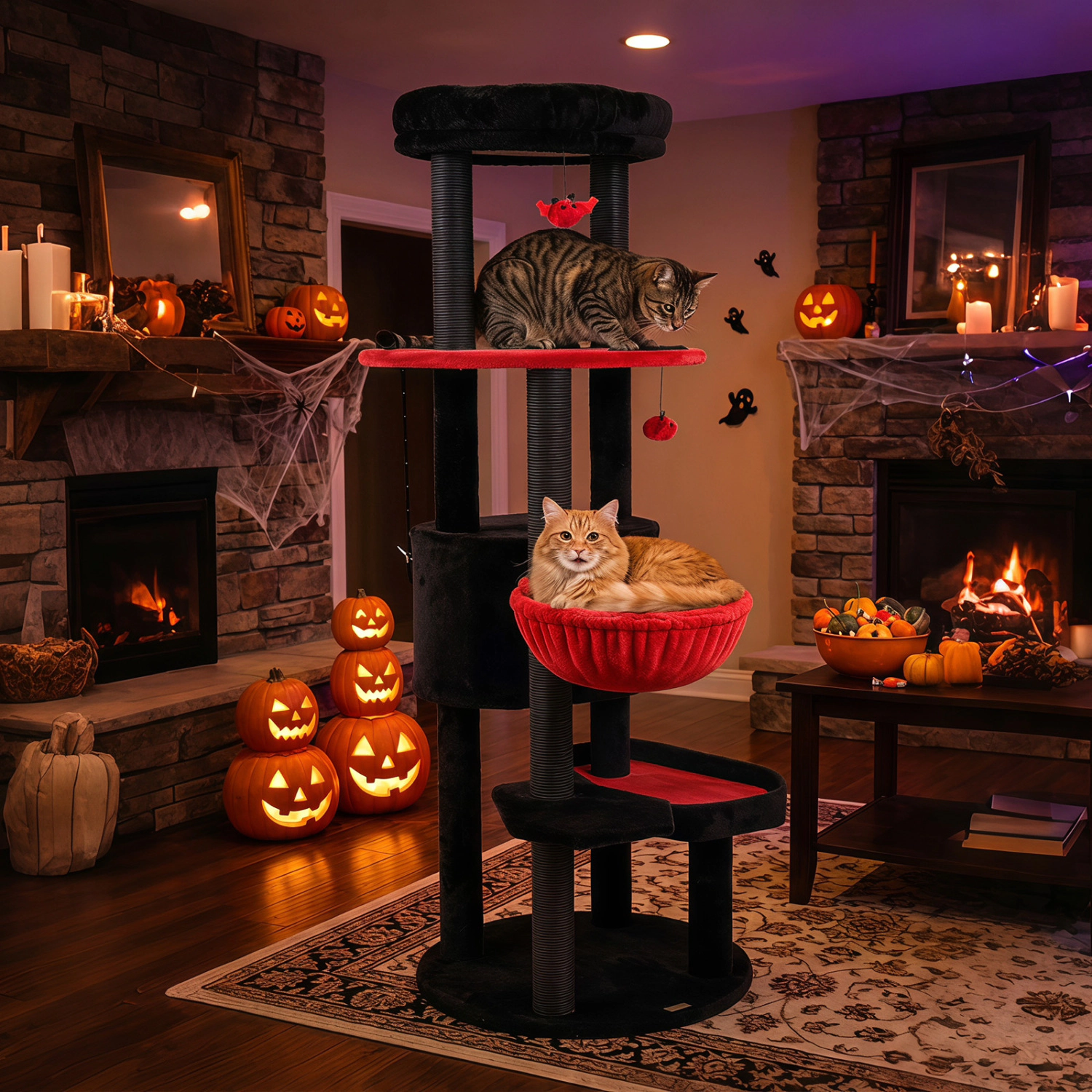 SlickBlue 60 Inch Cat Tower with Condo and Hammock