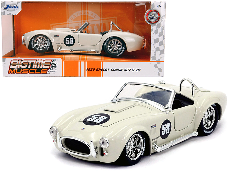 Jada 1965 Shelby Cobra 427 S/C #58 Cream "Bigtime Muscle" 1/24 Diecast Model Car by Jada