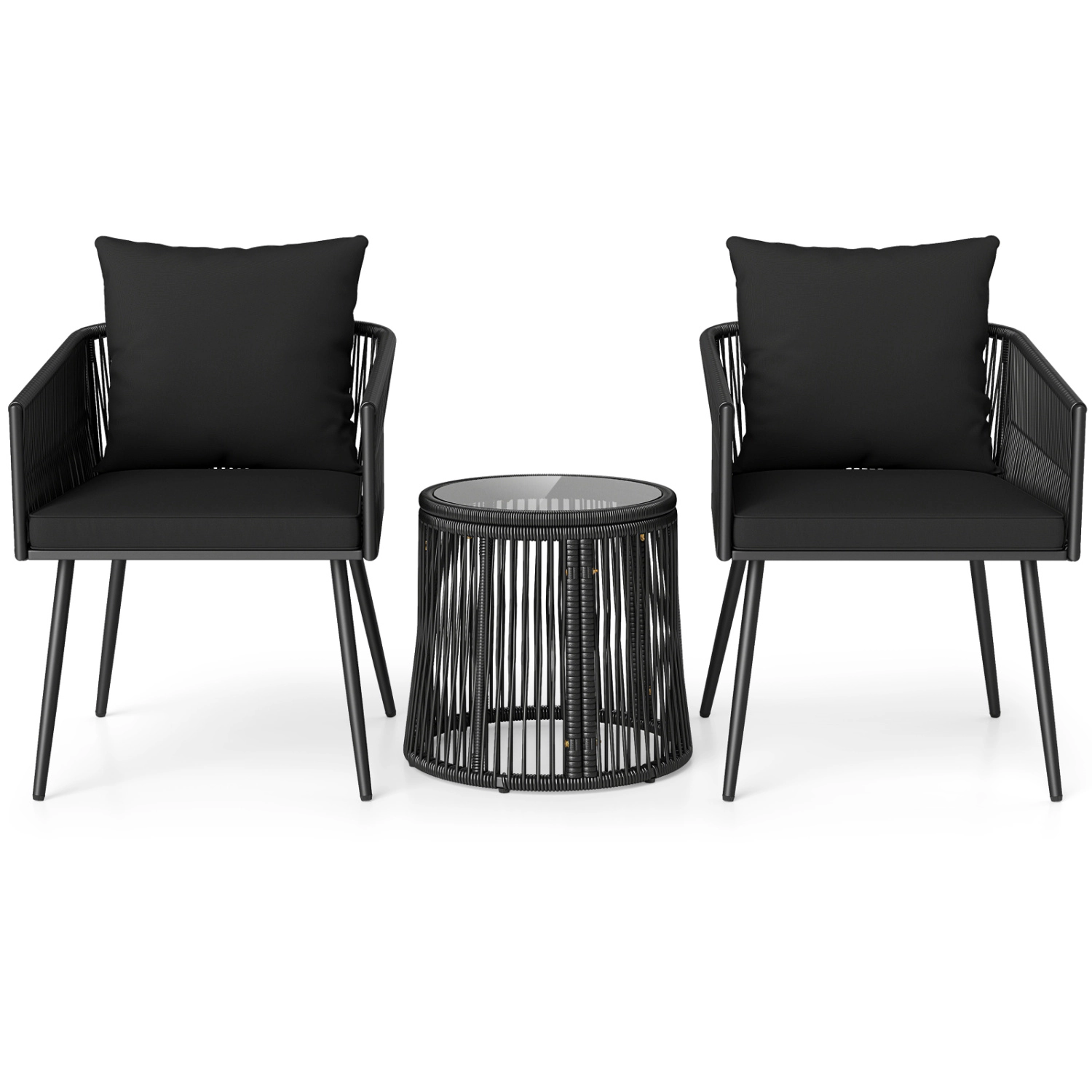 LJG 3-Piece Outdoor Furniture Set with Cushions for Porch Garden
