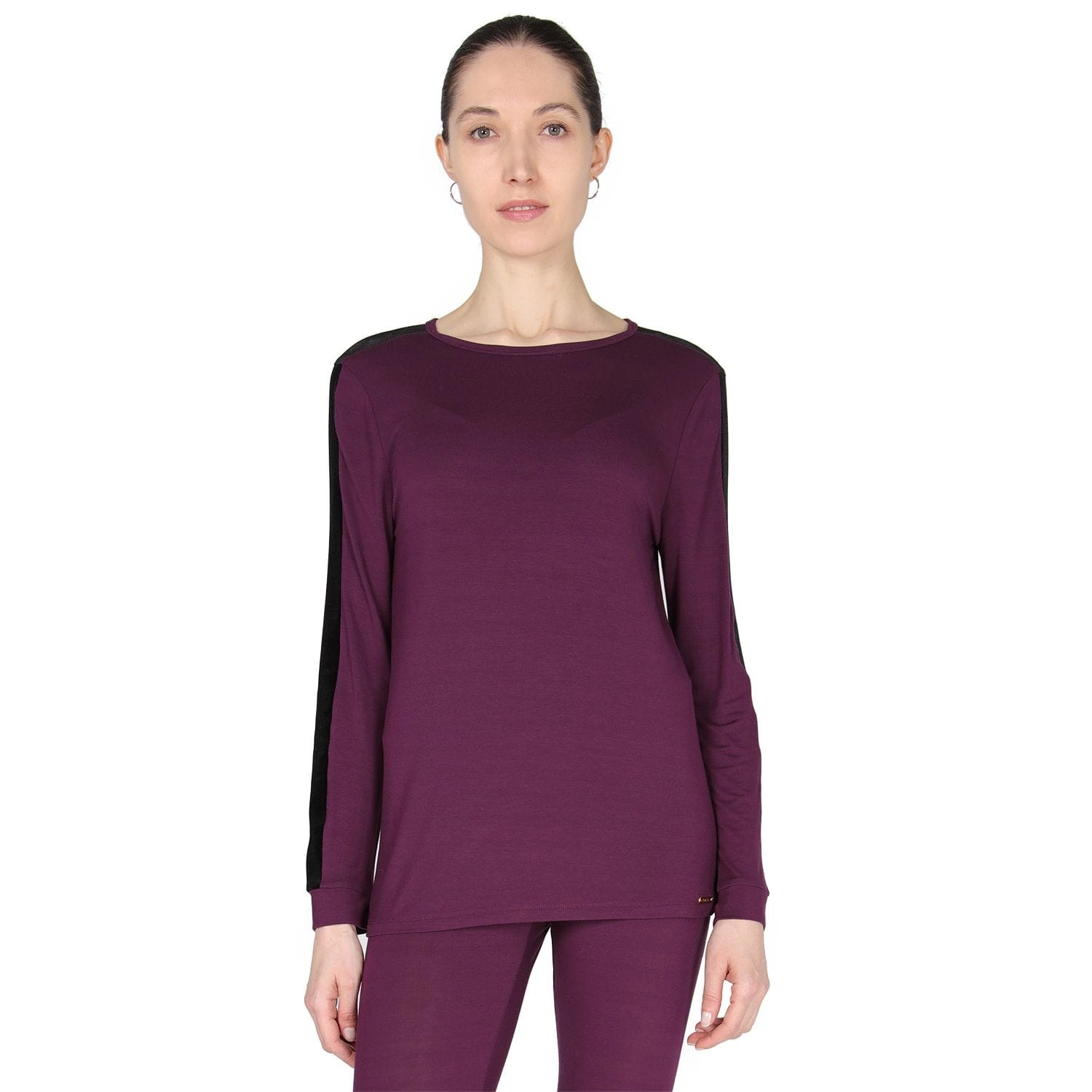 MeMoi Women's Velvet Racing Stripe Trim Long Sleeve Pajama Set