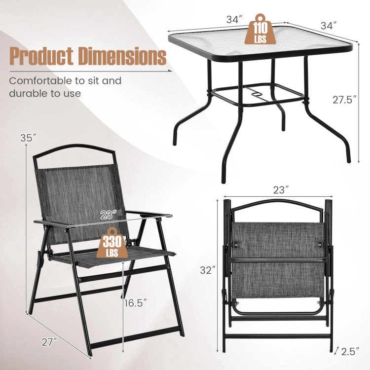 Hivvago Patio Dining Set For 4 With Umbrella Hole