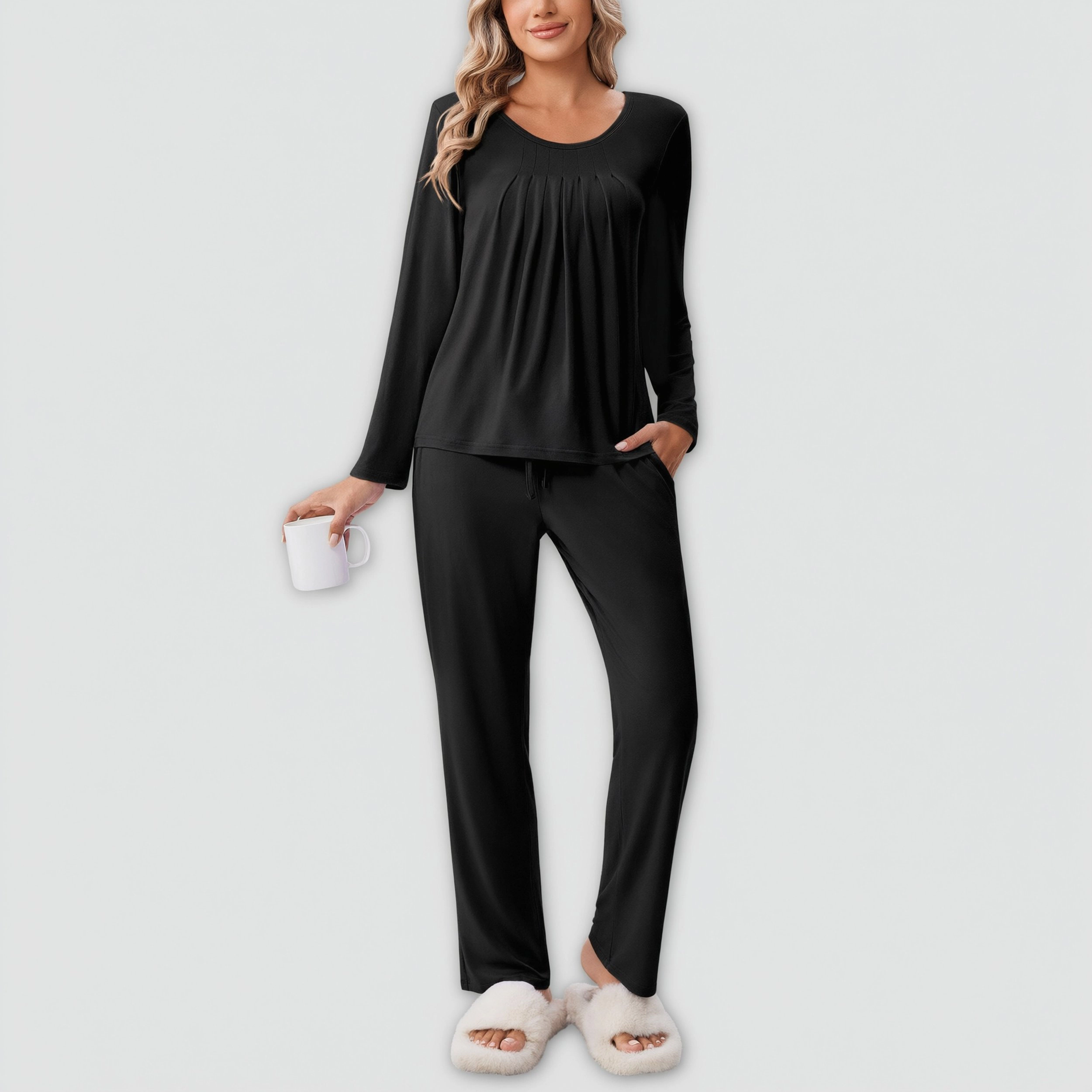 Ekouaer Women's Pajama Set 2 Piece Loungewear Soft Pjs Casual Lounge Sets with Pockets
