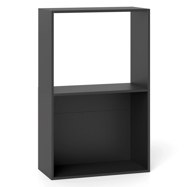 Hivvago 3-Tier Bookshelf with Open Storage Compartment and Freestanding Display Shelf