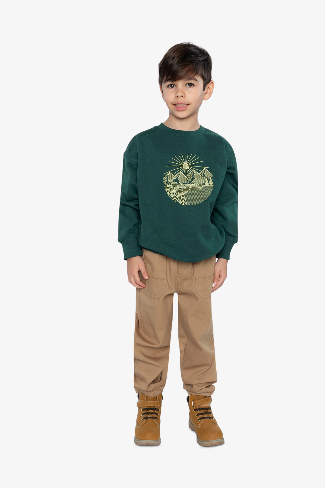 Deux par Boys Fleece Crewneck Sweatshirt with Nature Graphic