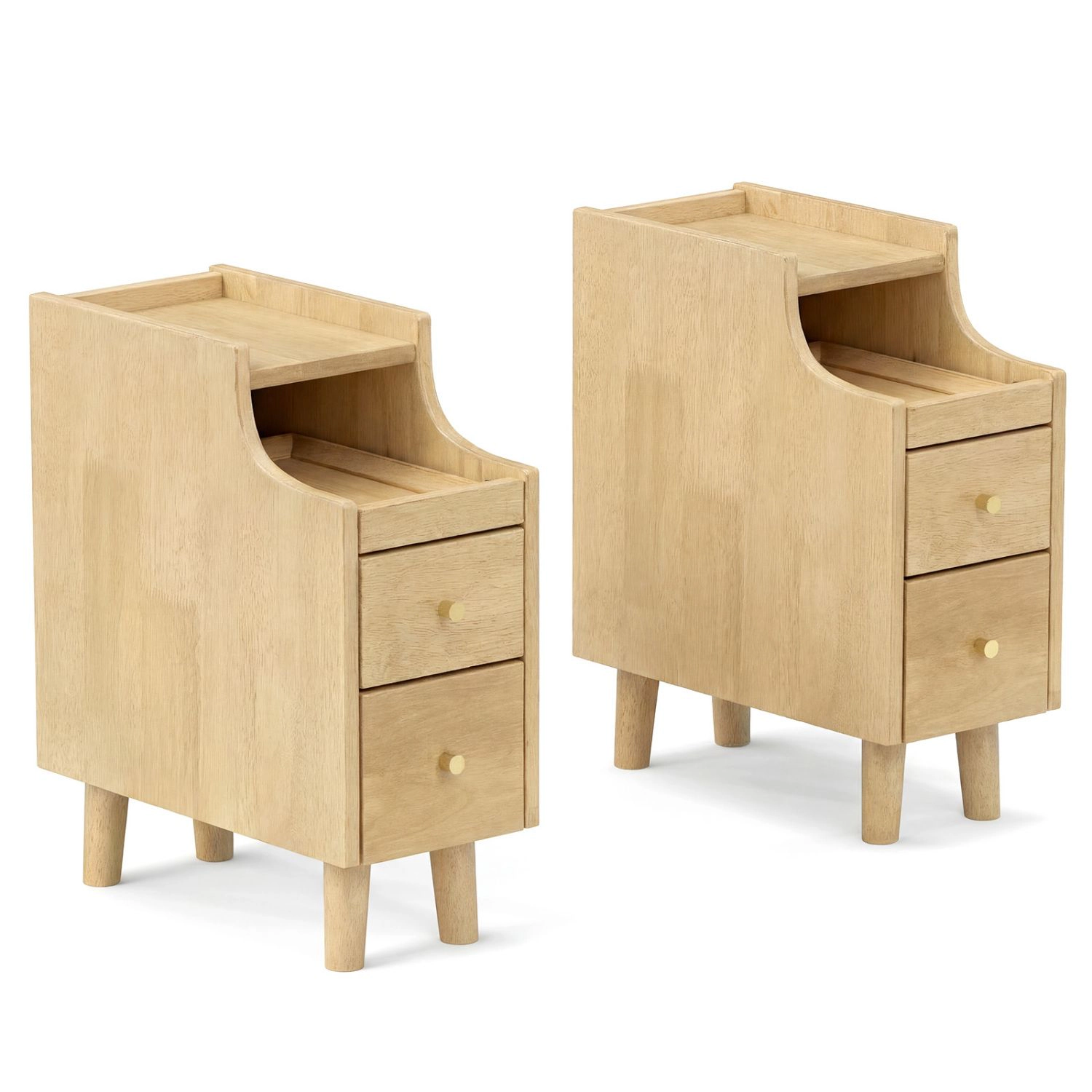 SlickBlue Slim Nightstand with Pull Out Tray and 2 Drawers