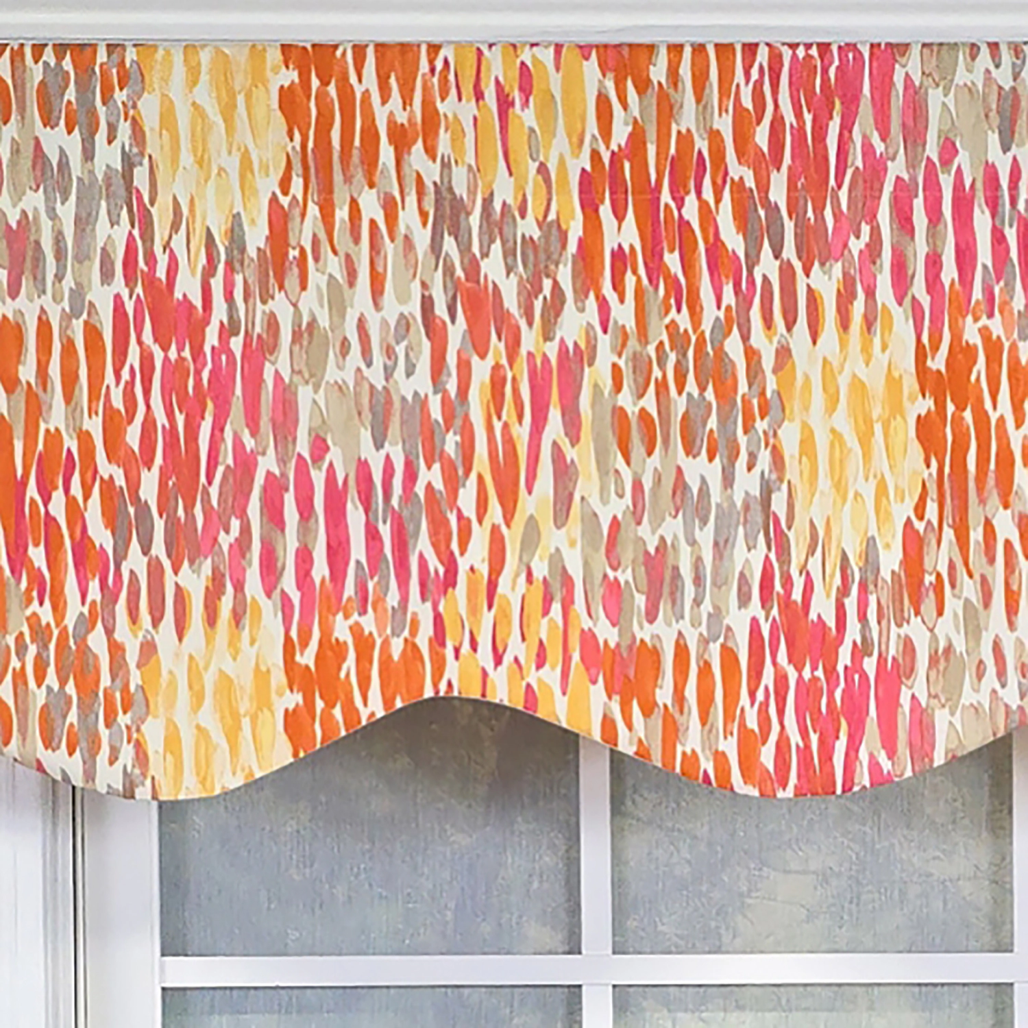 RLF Home 100% Cotton Dazzle Provance With Poly/Cotton Ivory lining Rod Pocket Valance 50" x 17" Orange
