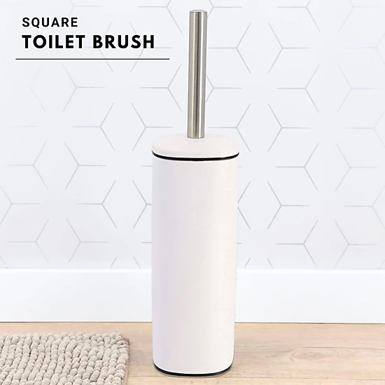 Evideco French Home Goods Square Metal Toilet Brush and Holder Set