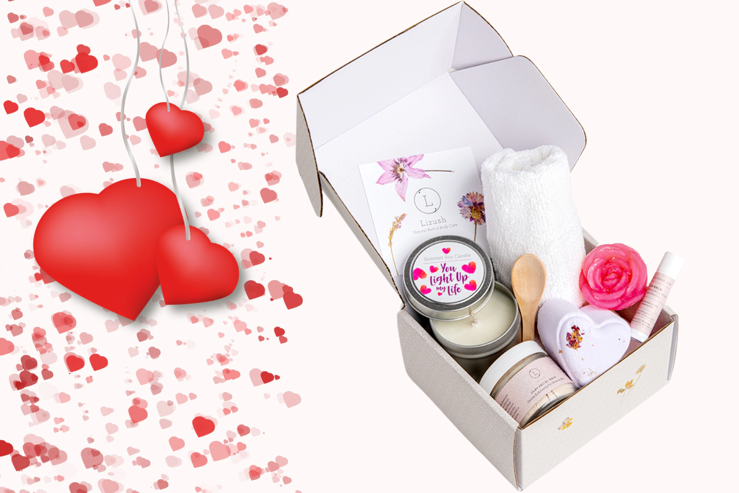Lizush  Lavender LOVE Gift Box - Natural Spa Bath and Body Set