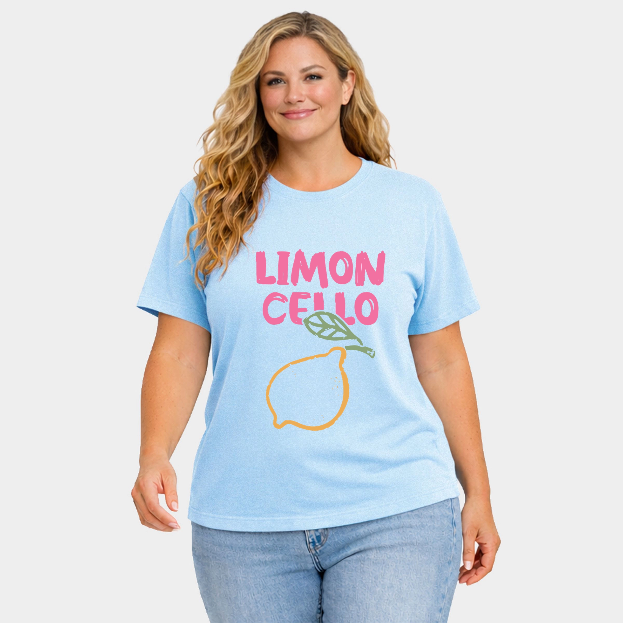 Simply Sage Market - Limoncello Bright Outline Women's Plus Sized Garment Dyed Graphic T-Shirt