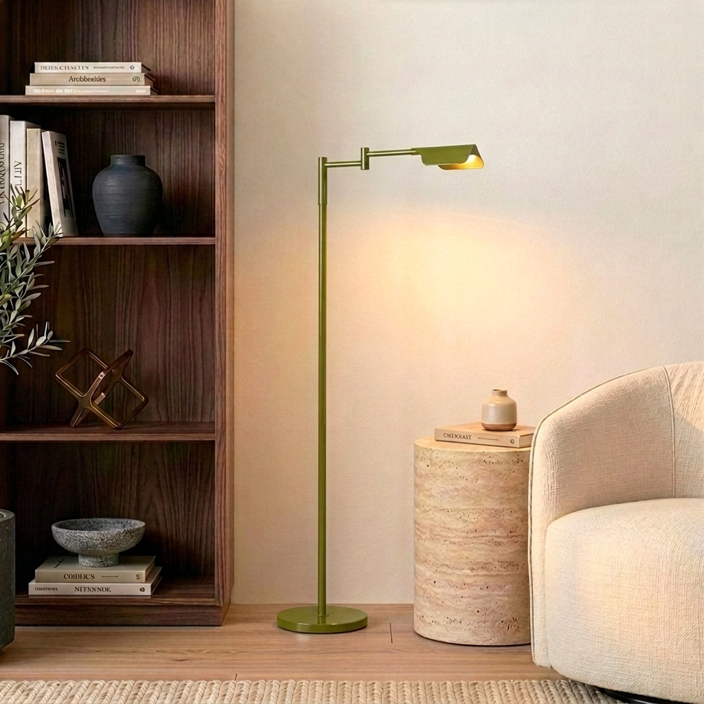 Brightech Leaf 53" Modern Pharmacy Swing Arm Floor Lamp with Adjustable LED Reading Shade