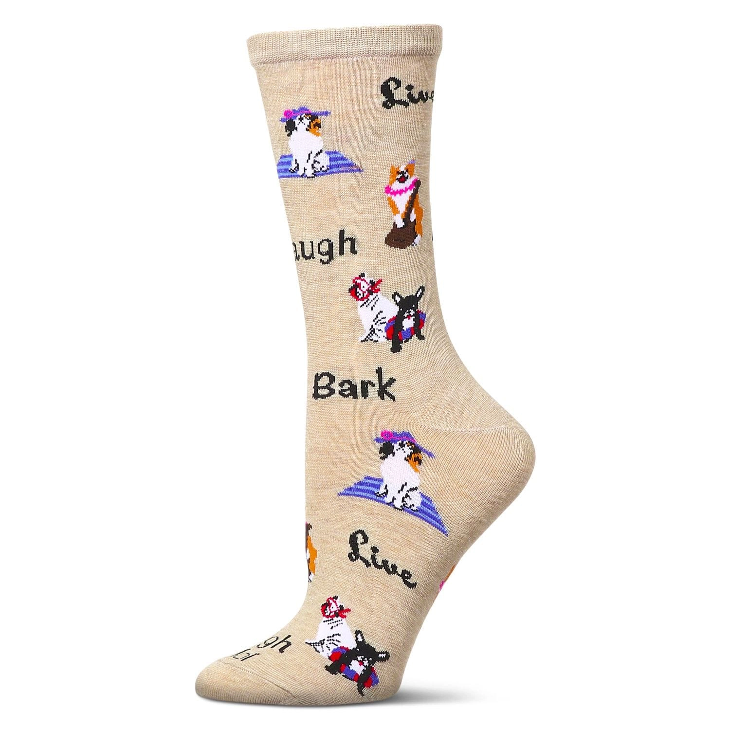 MeMoi Women's Live Laugh Bark Rayon From Bamboo Crew Socks