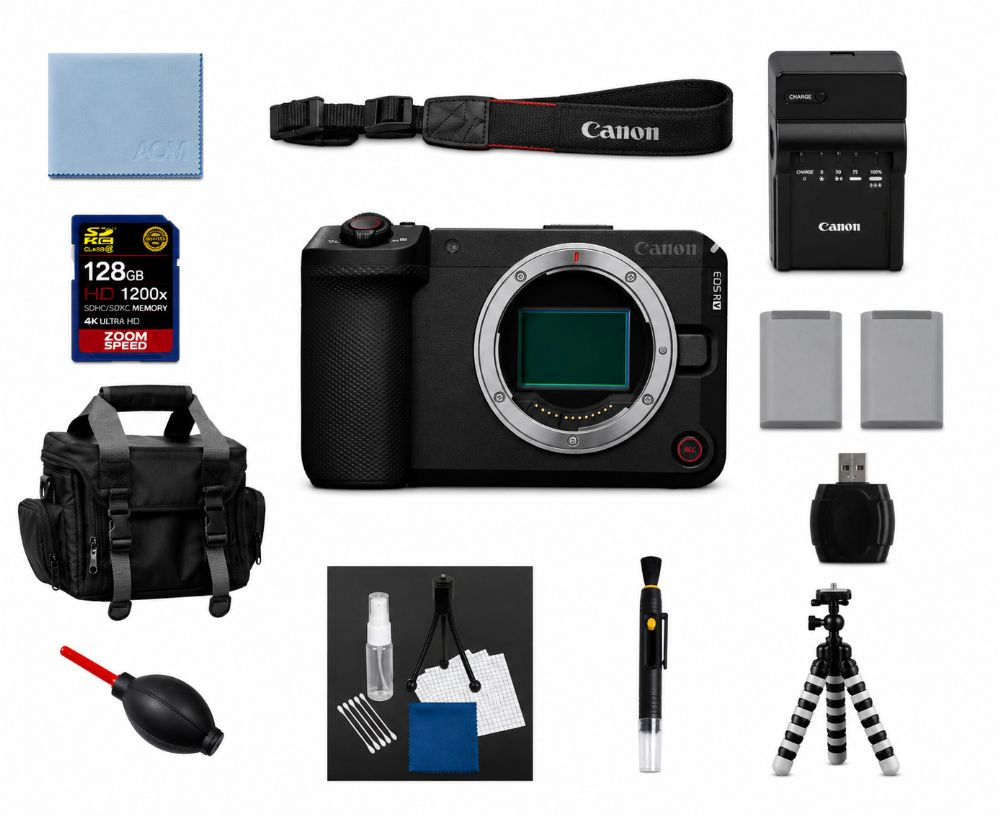 Canon EOS R6 V Mirrorless Camera Full Frame Mirrorless Camera Body Bundle + 128GB 4K AOM Pro Kit: