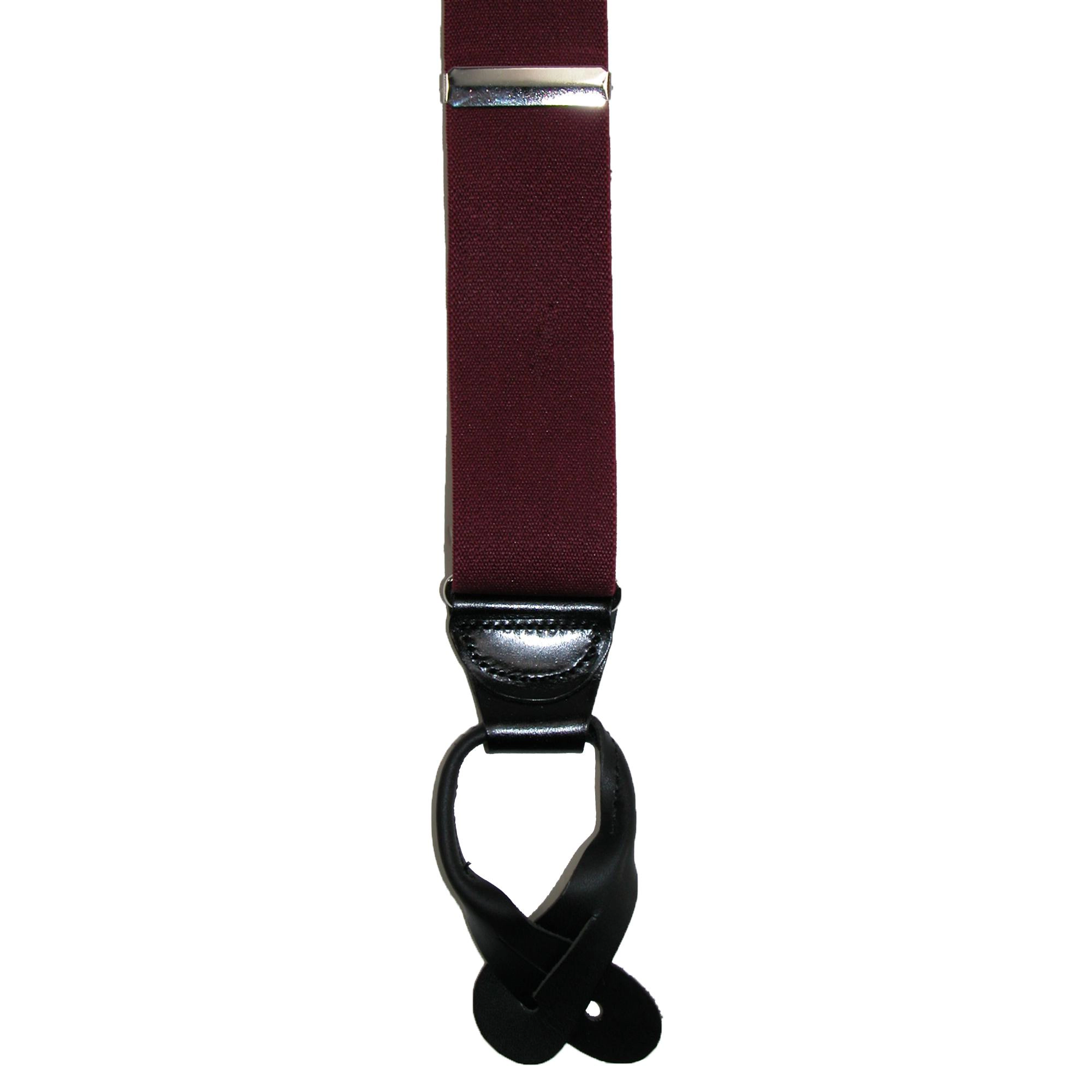 CTM® Men's Big & Tall Elastic Button End Dress Suspenders w Silver Hardware