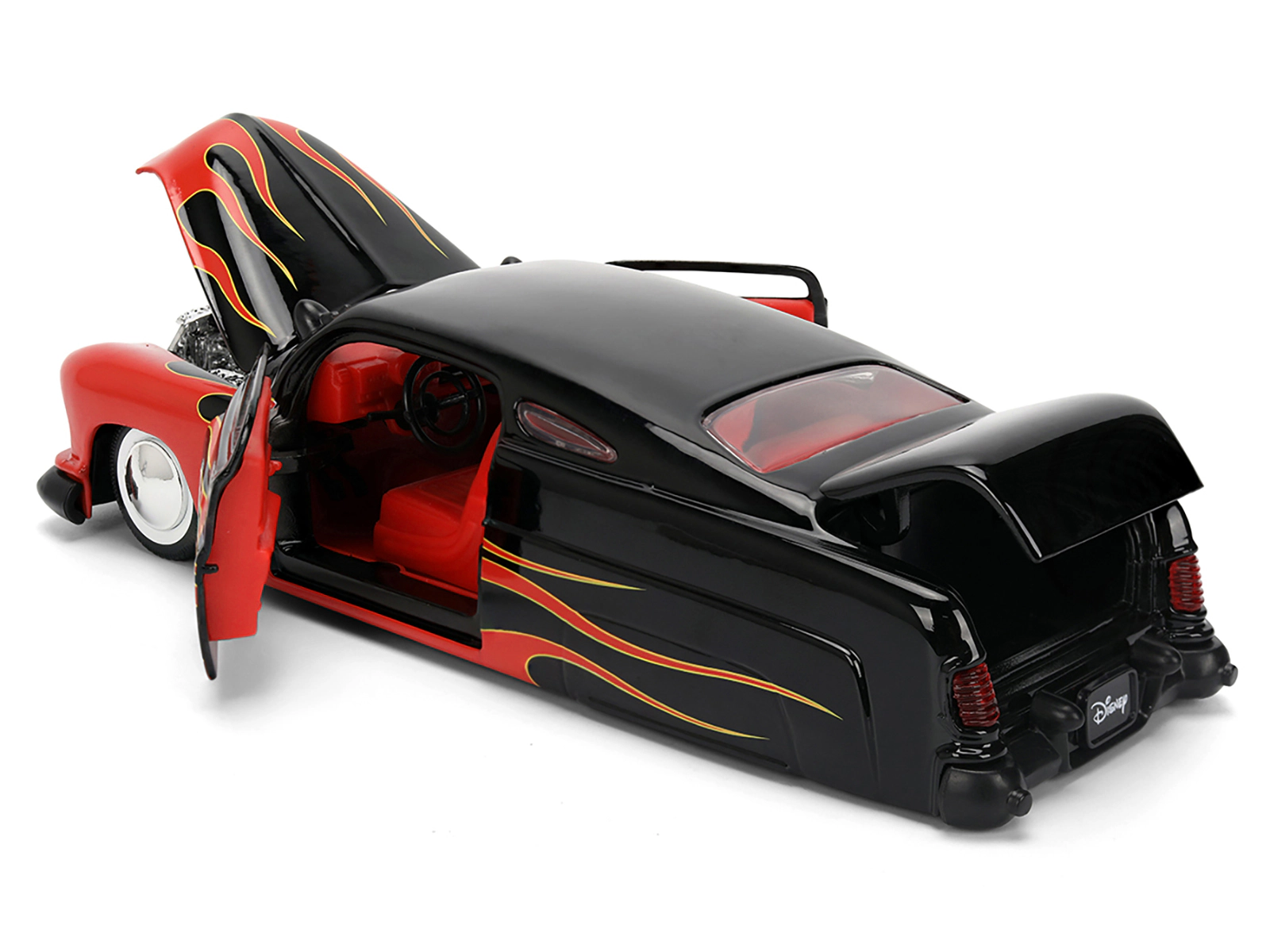 Jada 1951 Mercury Coupe Black with Flame Graphics and Red Interior and Mickey Mouse Diecast Figure "Disney's