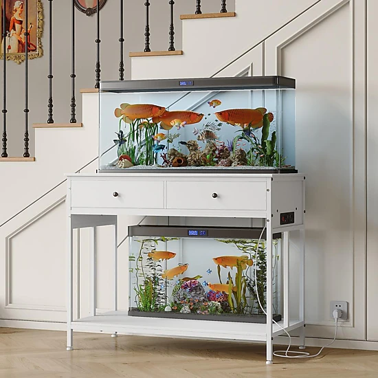 BebreezChic Fish Tank Stand with Power Outlet, 40-50 Gallon Metal ...