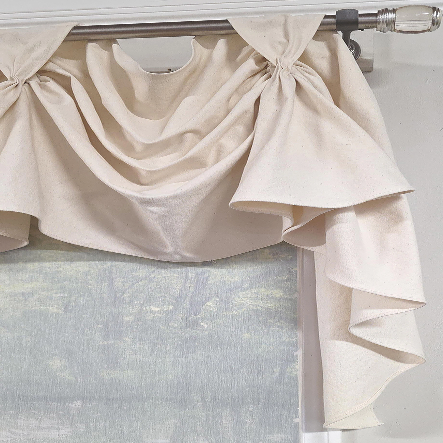 RLF Home Soft Duck 3-S Victory 100% Cotton Tab Top Swag Window Curtain 54" x 25" Natural