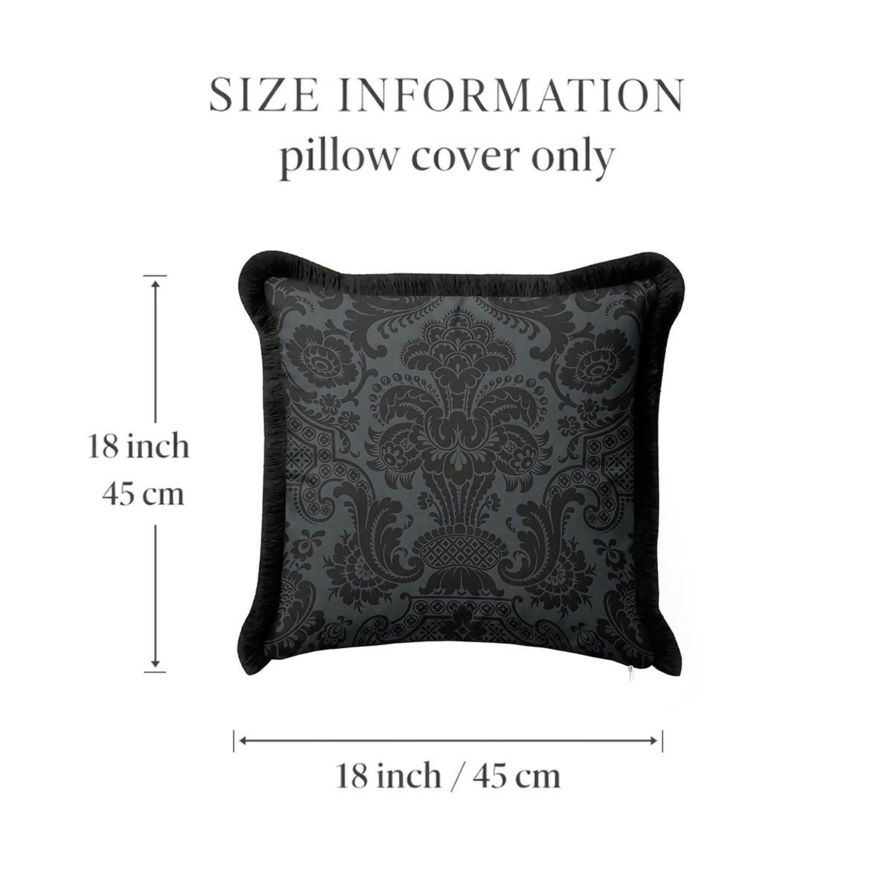 Wear Sierra Black Baroque Fringed Set of 2 Throw Pillow Cover
