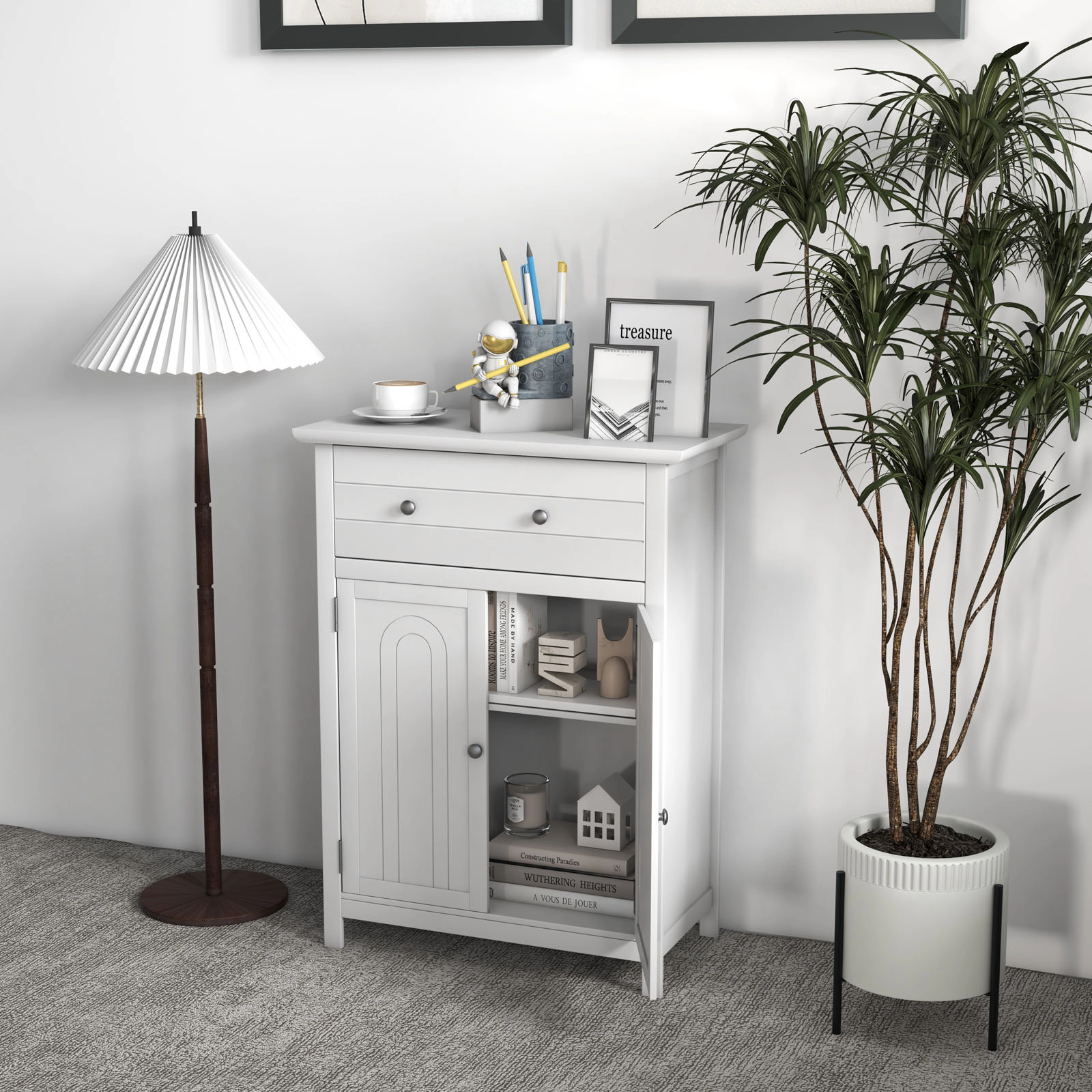 SlickBlue Bathroom Storage Cabinet with Drawer, Doors & Adjustable Shelf