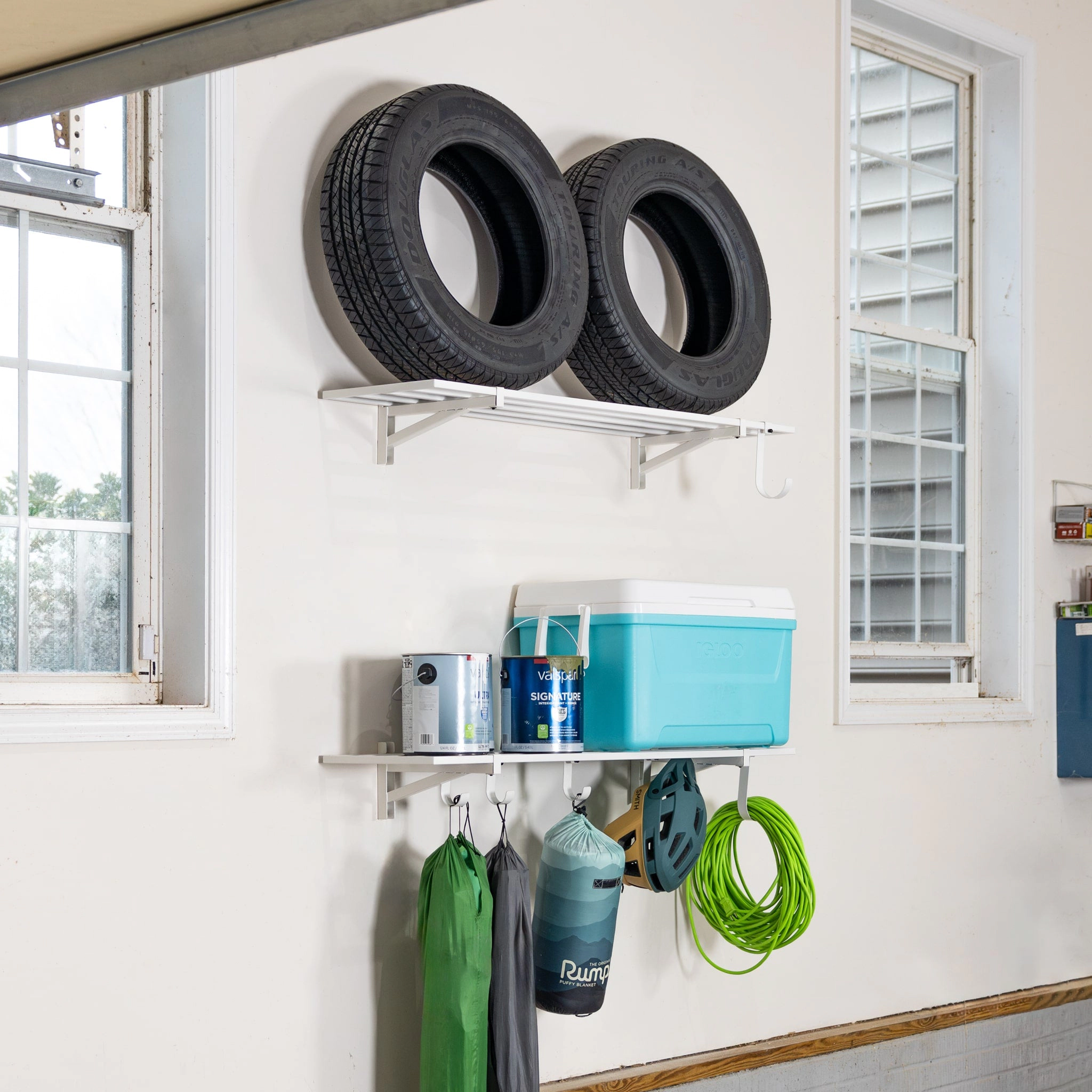 StoreYour 1' x 4' Bristol Garage Wall Mount Shelves, 2 Pack, White