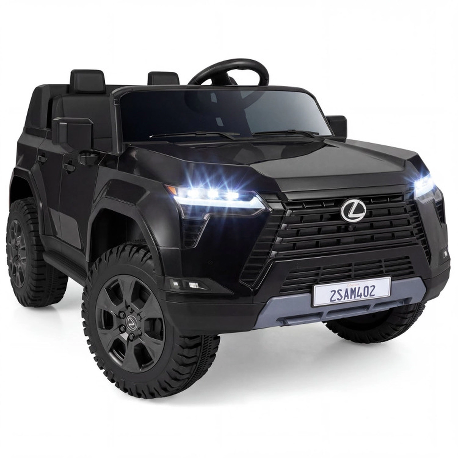 SUGIFT 24V Black Kids 4WD Ride-On Car with Licensed Lexus GX550 Body and Suspension 110-lb Rider Capacity