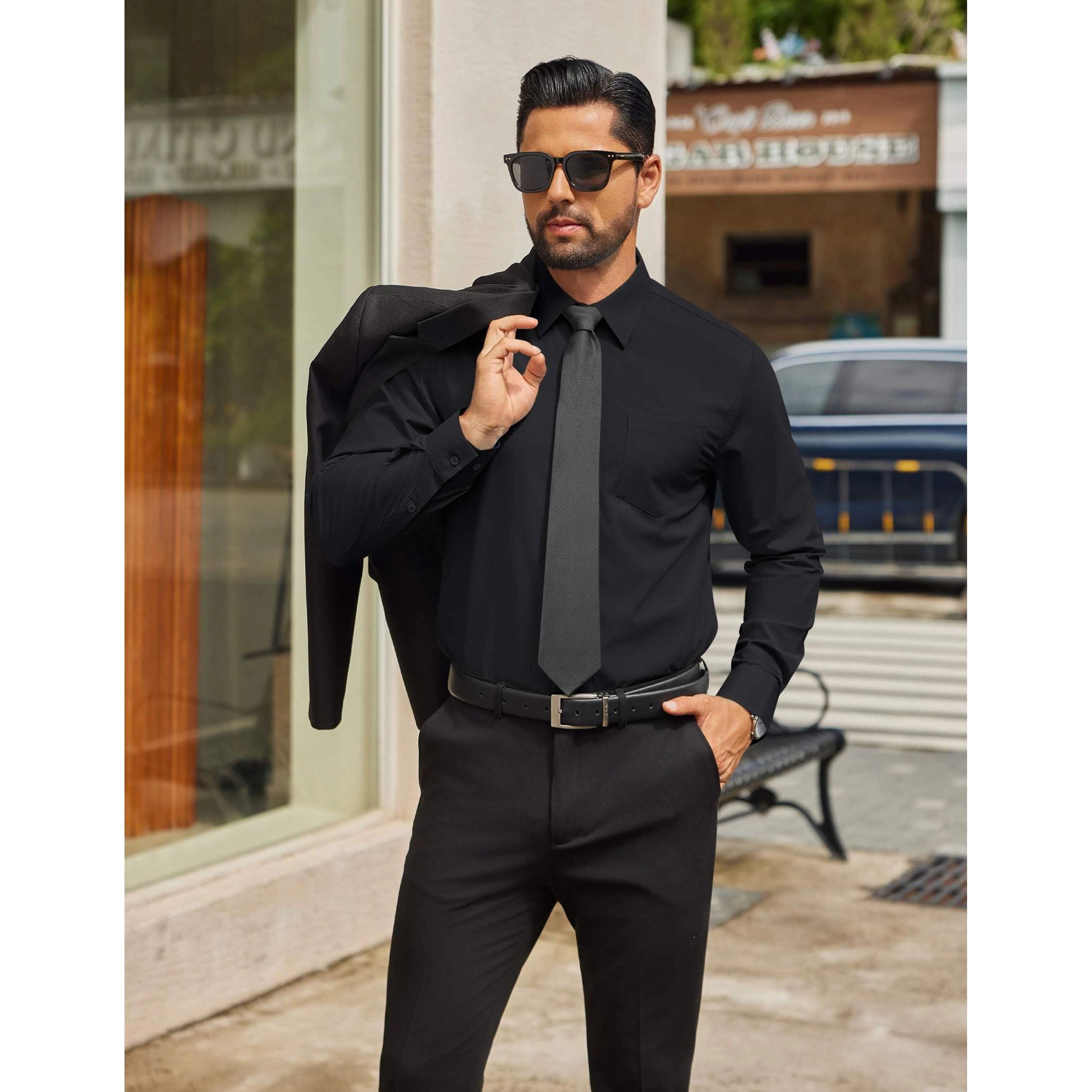 COOFANDY Men's Regular Fit Long Sleeve Collar Neck Dress Shirt