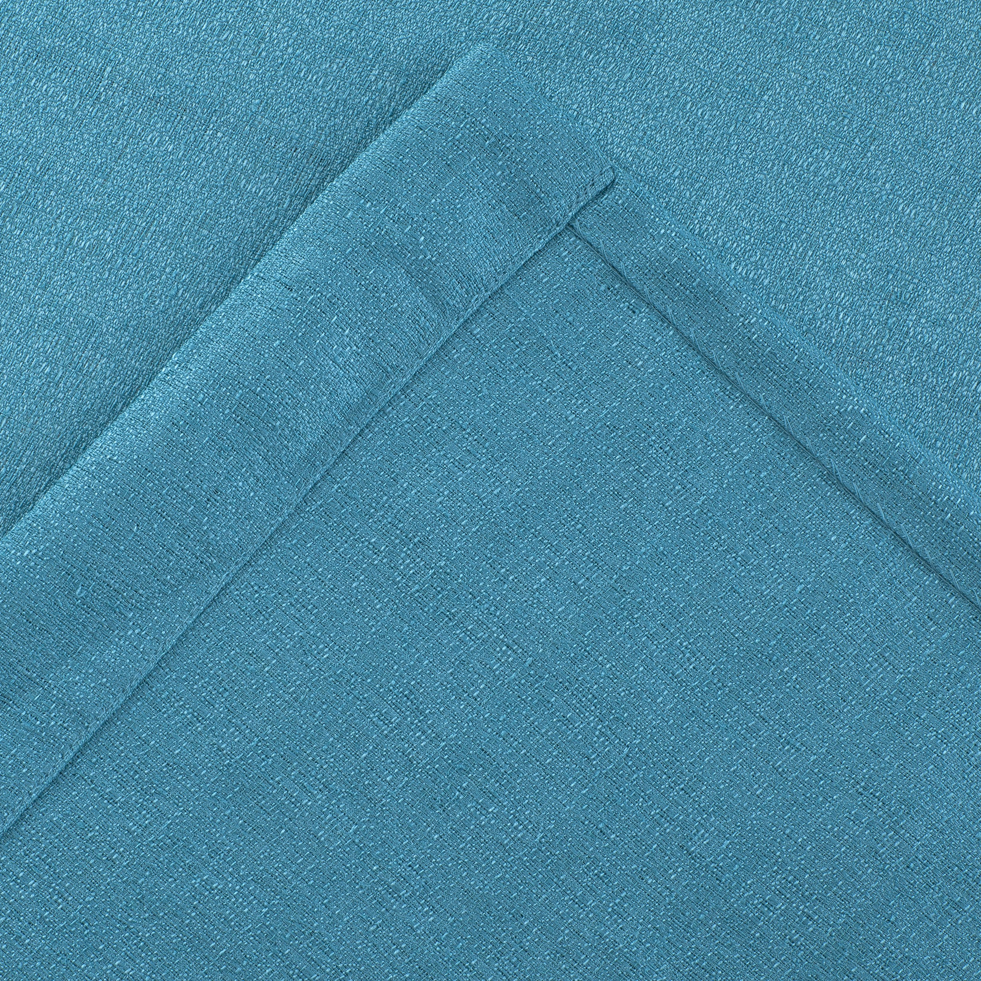 Kate Aurora Semi Sheer Flax Styled Turquoise Rod Pocket Single Window Curtain Panel - 52 in. W x 84 in. L