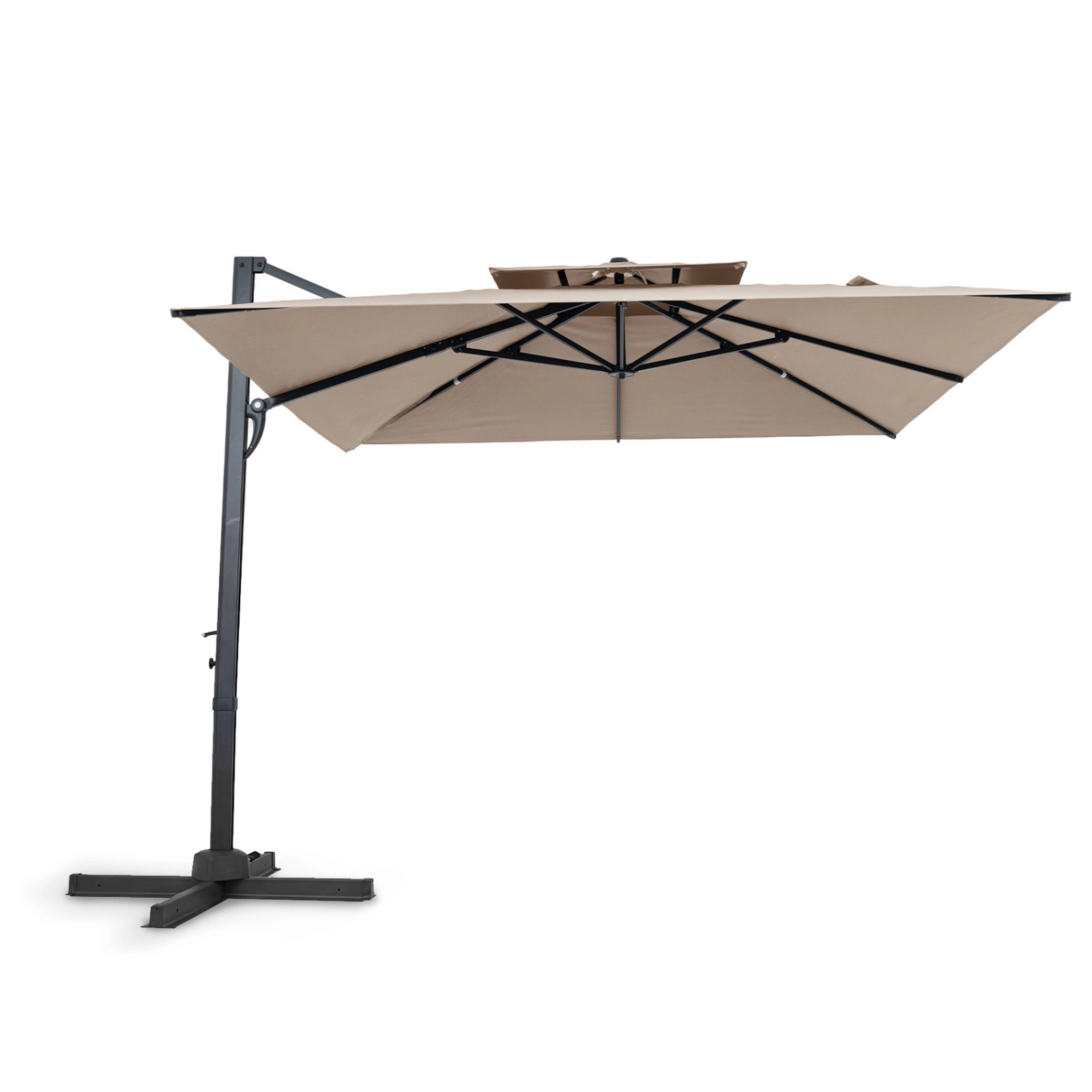 SUGIFT 10 ft Cantilever Patio Umbrella with 9 Height and Foot Pedal Rotation