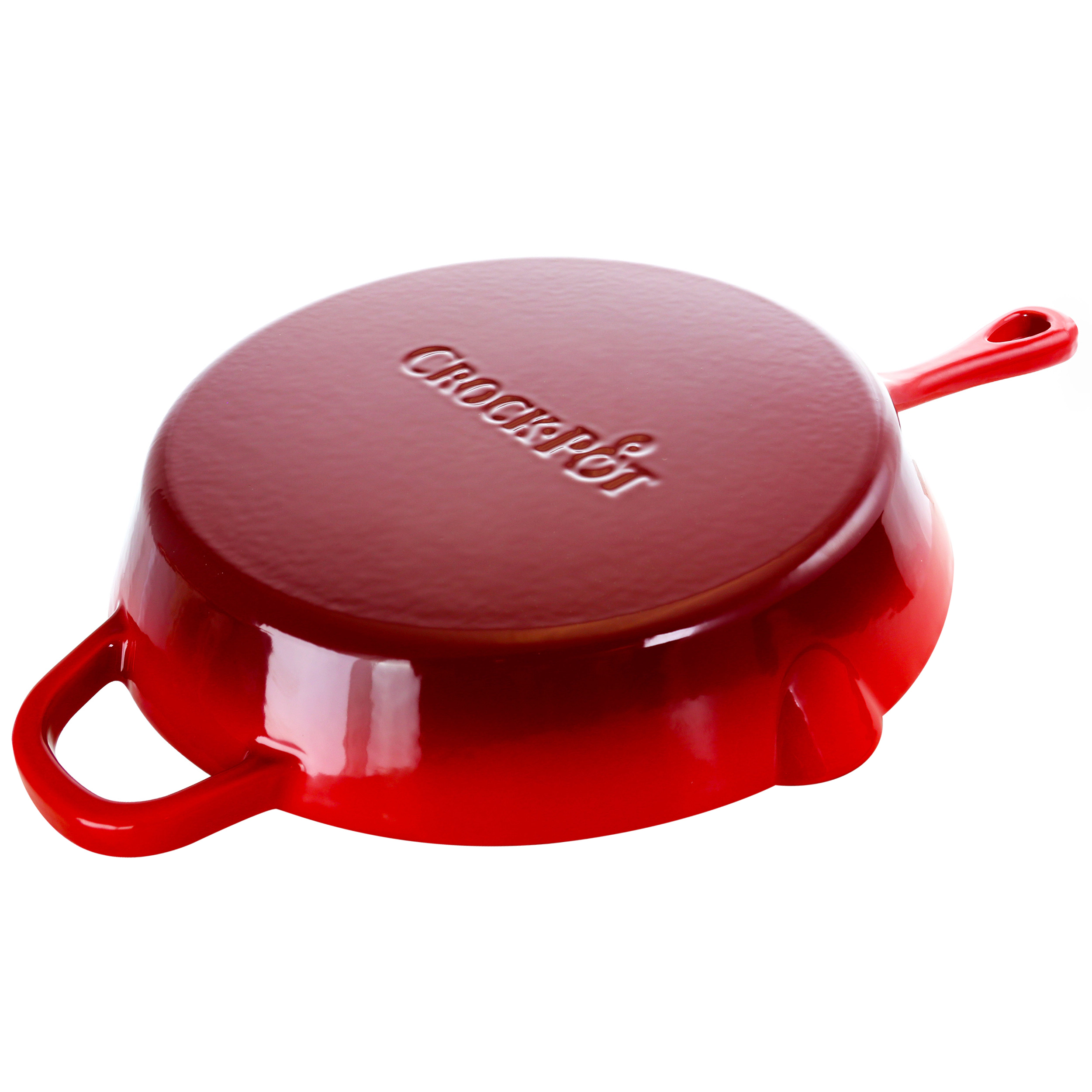 Crock-Pot Artisan 12 Inch Enameled Cast Iron Skillet in Scarlet Red