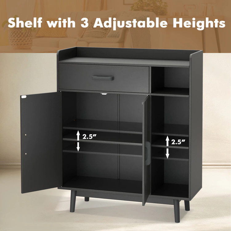 Hivvago Floor Storage Cabinet Free Standing Cupboard Chest With 1 Drawer