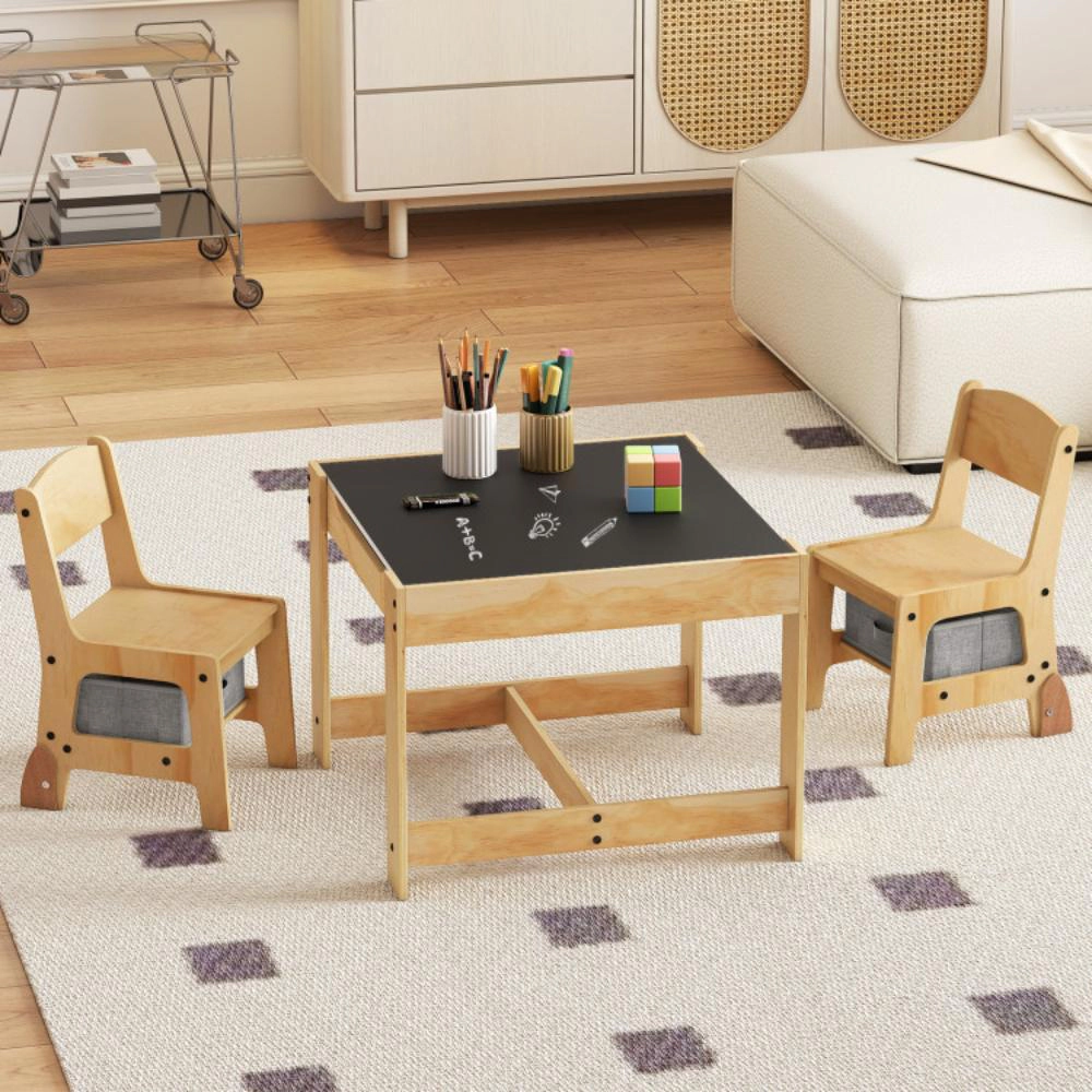 Hivvago 3 1 Kids Table And Chair Set With Removable Tabletop 2 Storage Drawers