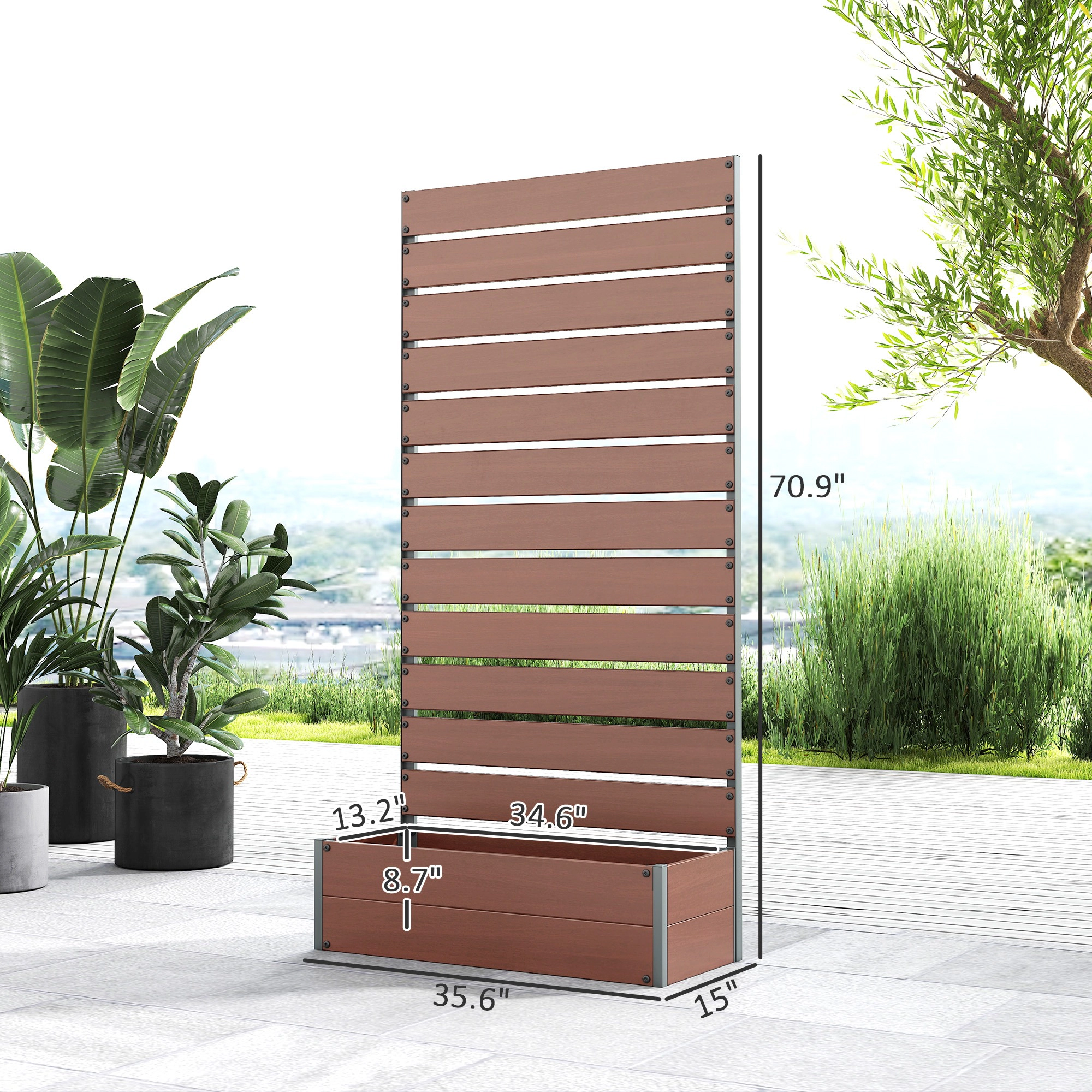 HONGGE Trellis Planter for Climbing Plants, Raised Garden Bed with Trellis, Planter Box for Outdoor