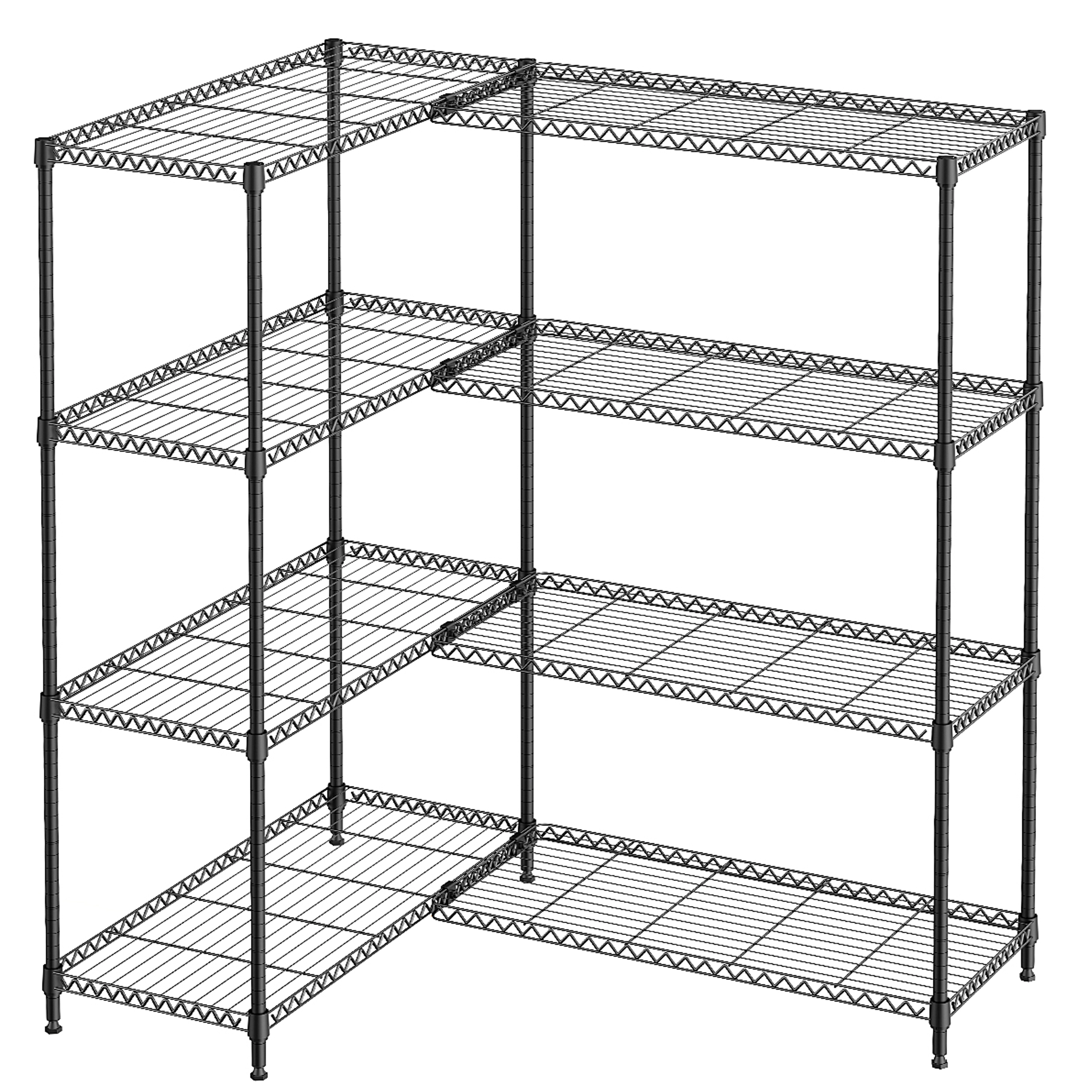 Flynama 4 Tier Black Wire Shelving 1200LBS 59.5H x 33.5W x 15.8D in Adjustable Metal Pantry and Garage Storage Rack