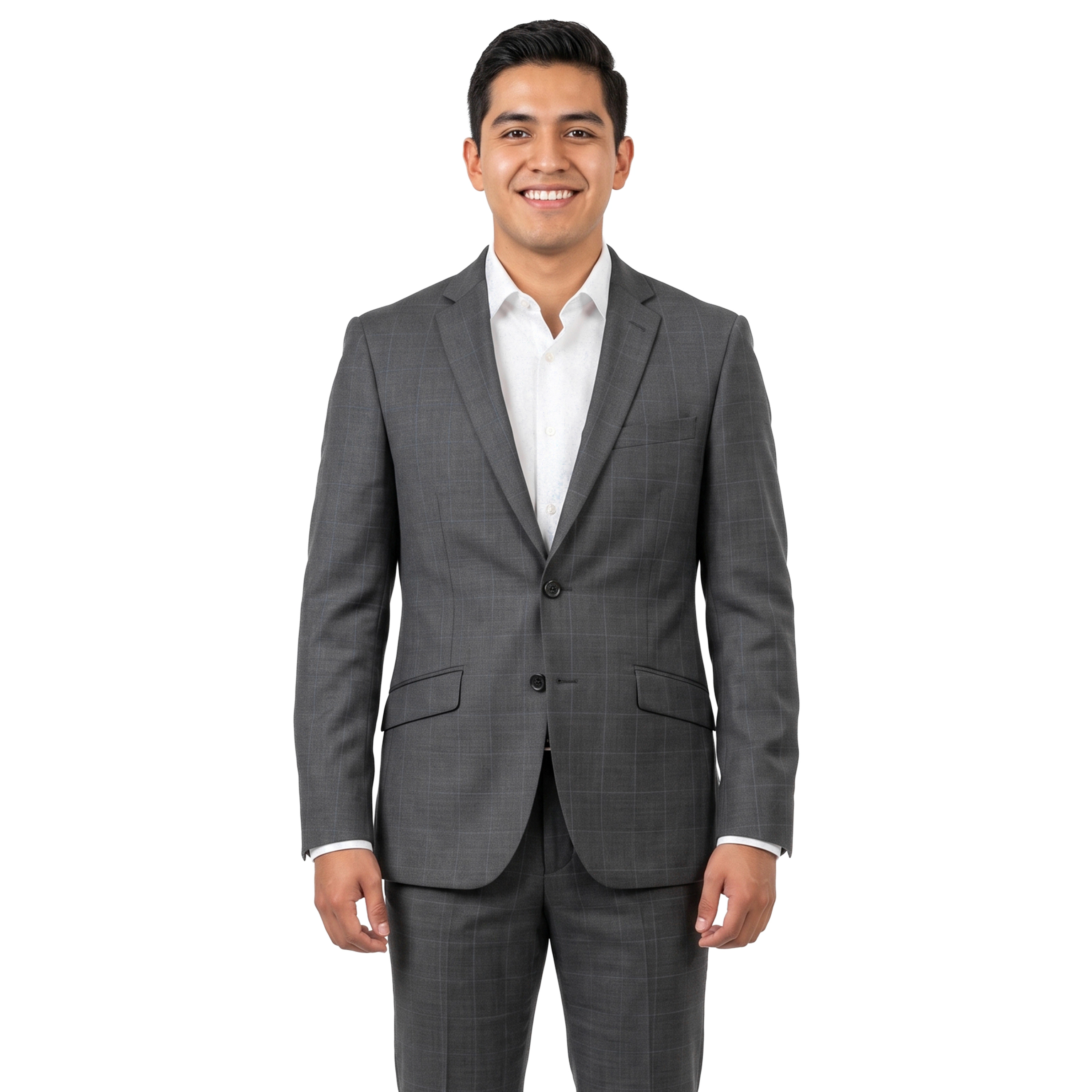 Tazzio Mens Thin Subtle Windowpane 2 Piece Suit Set