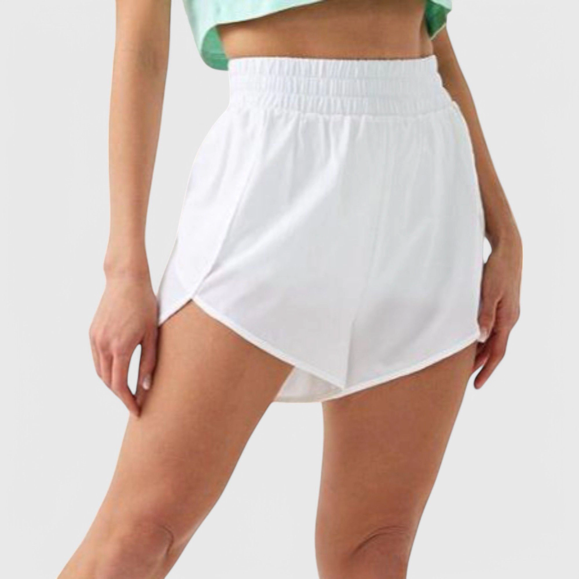 Anna-Kaci Women's High-Waist Athletic Running Shorts with Curved Hem