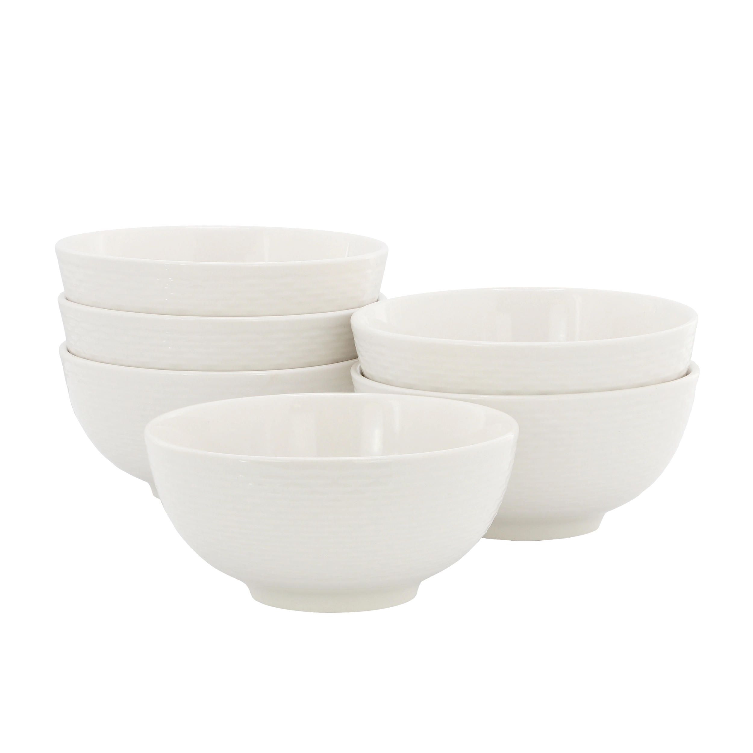 Elama Ophelia 6 Piece Stoneware Cereal Bowl Set in White