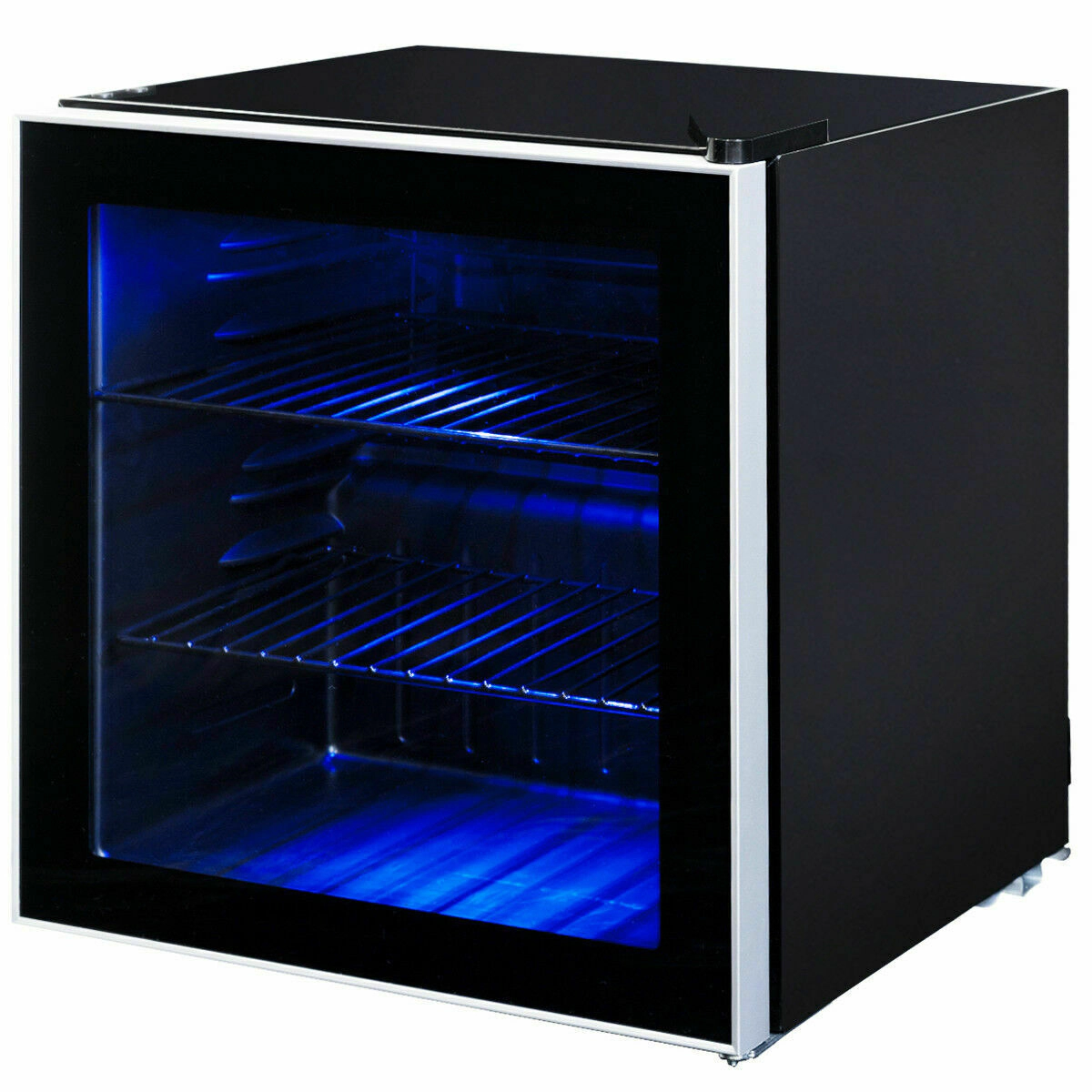 SUGIFT Black 60-Can Beverage Refrigerator with Glass Door and 2 Slide-Out Shelves 1.6-Cu-Ft 17.5-in W 19.5-in H