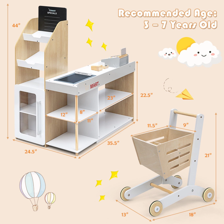 Hivvago Grocery Store Playset Pretend Play Supermarket Shopping Set