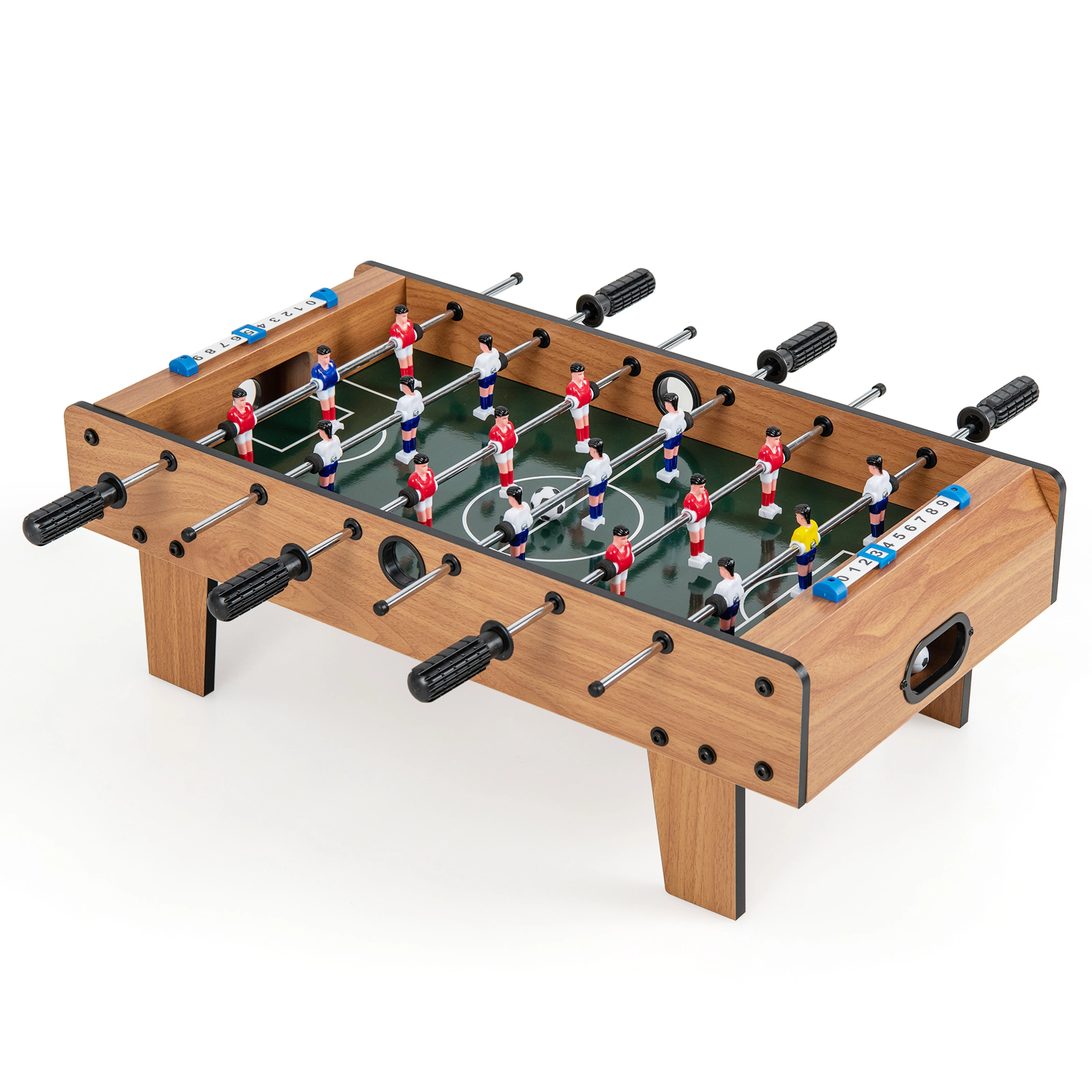 SUGIFT Natural Mini Tabletop Foosball Soccer Table with Scoreboard and Rubber Handles 27-in W 14-in D 9.5-in H