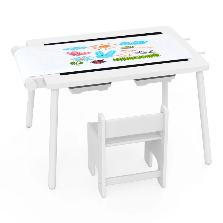 Hivvago Sensory Table And Chair Set For Kids 2-8 With Foldable Bins
