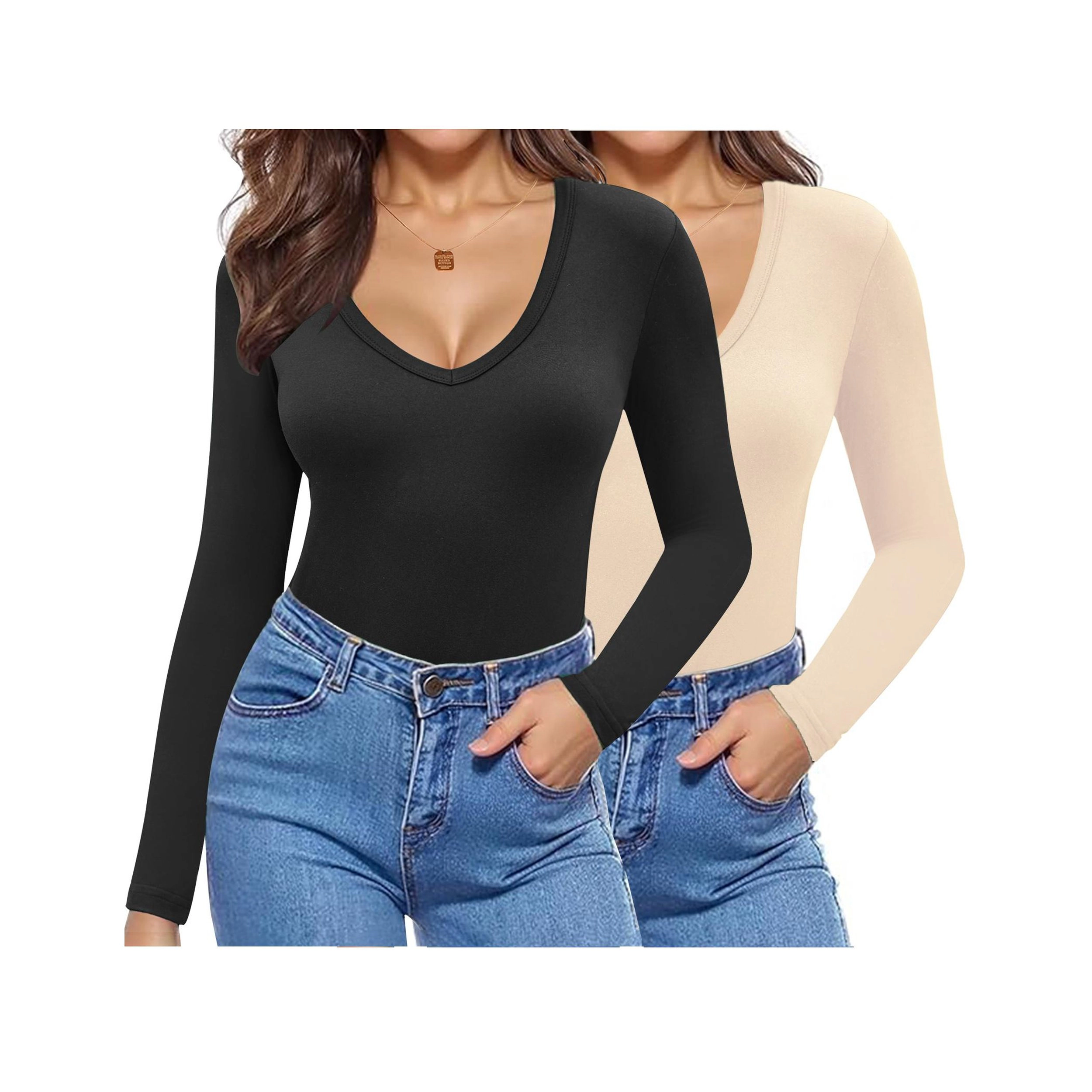 Zeagoo Women Slim Fit V Neck T Shirt