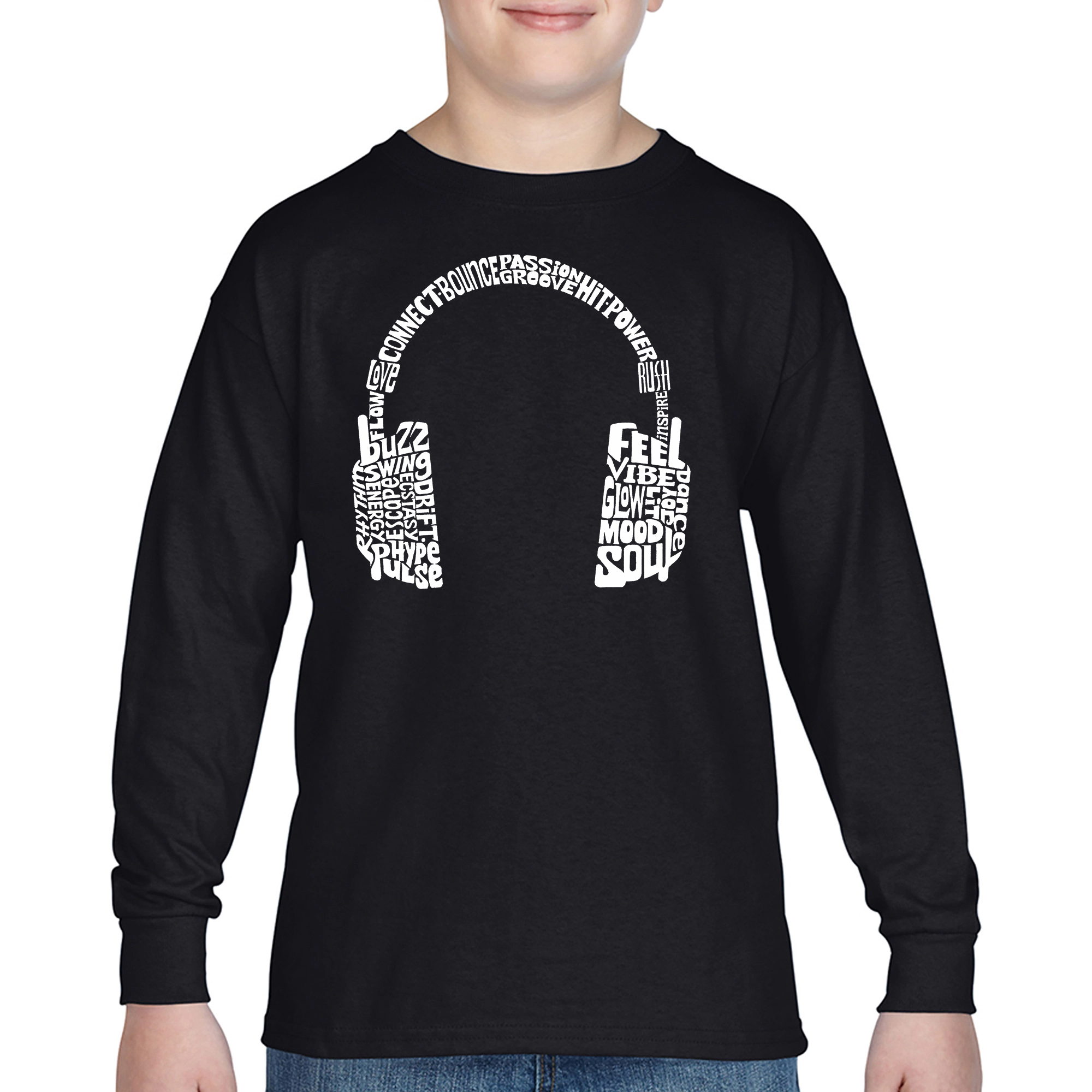 LA Pop Art Boys Long Sleeve T-Shirt - Mood Headphones