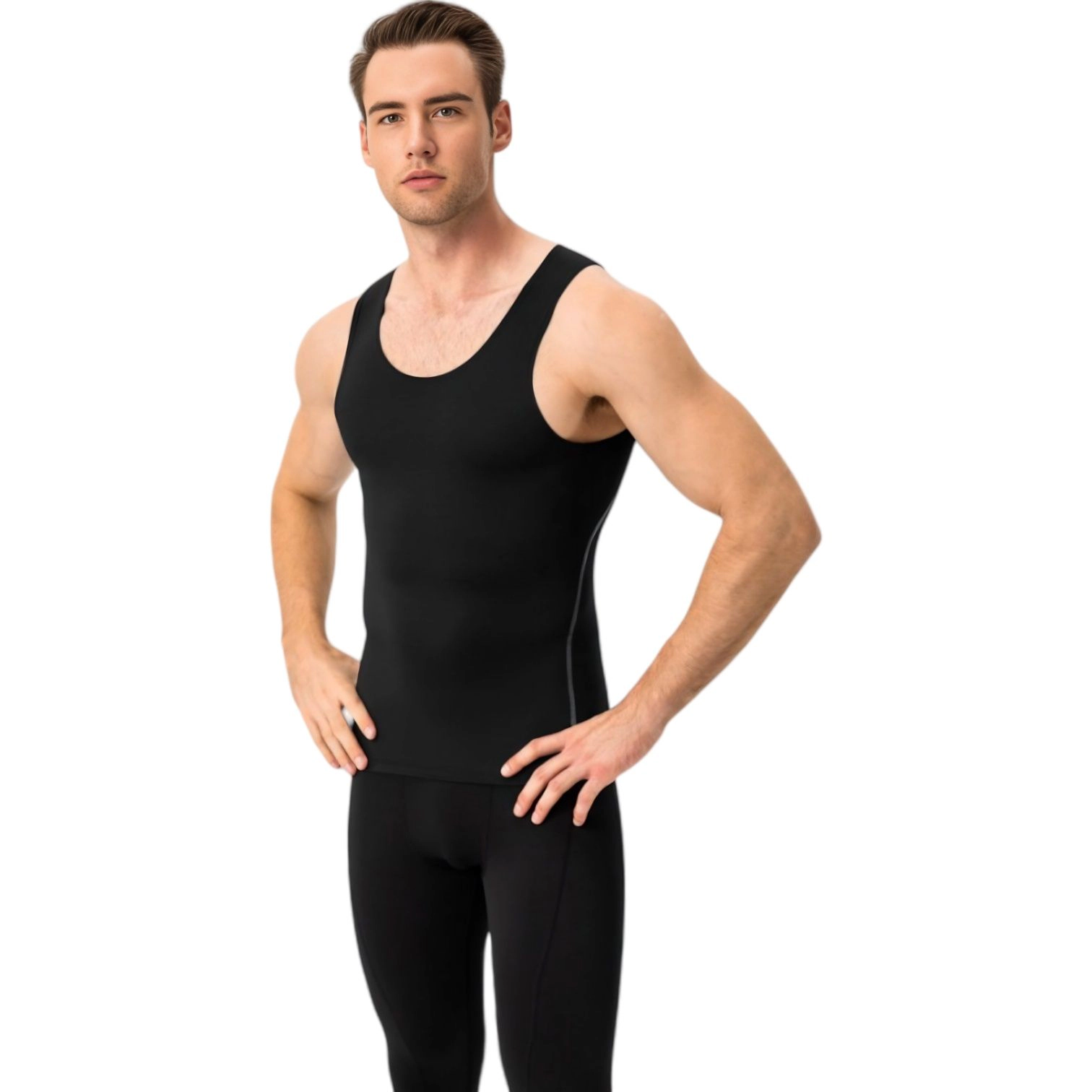 Anna-Kaci Mens Compression Scoop Neck Tank Top