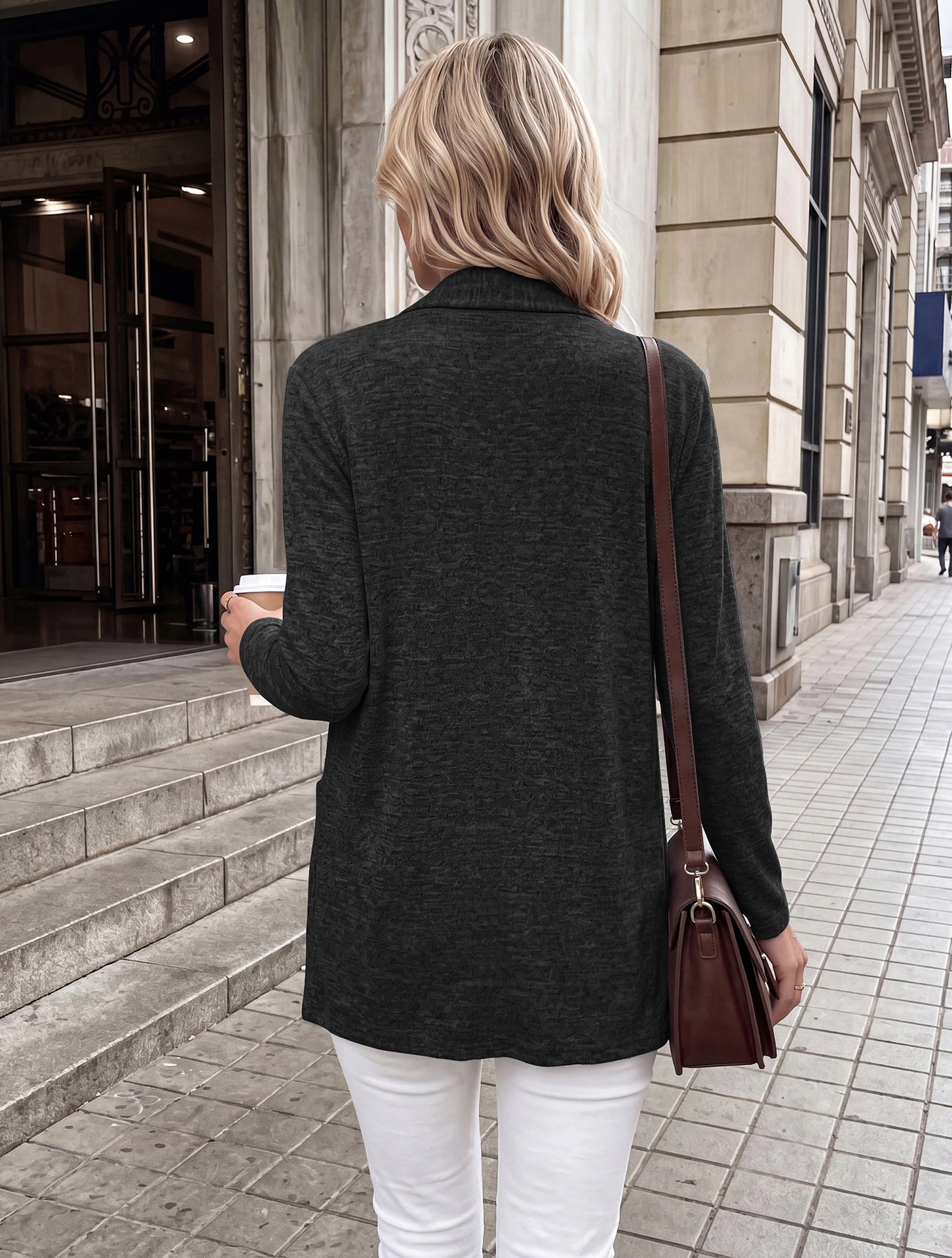 Womens Long Sleeve Open Front Casual Sweater Cardigans with Pockets