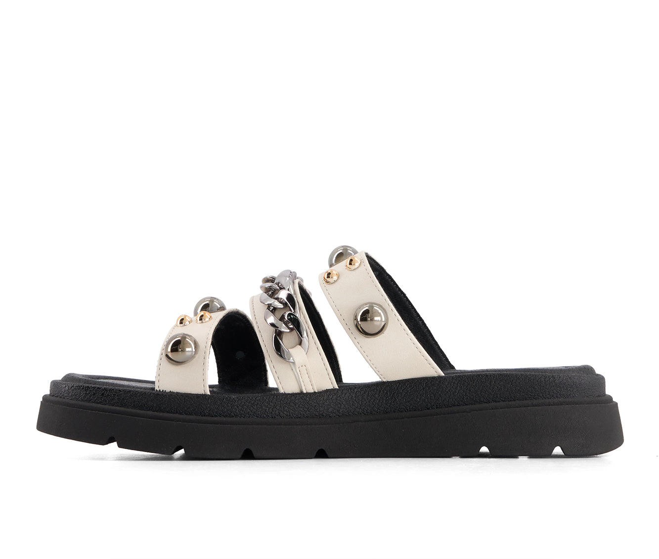 Andrea Womens Triple Strap Chain Sandals