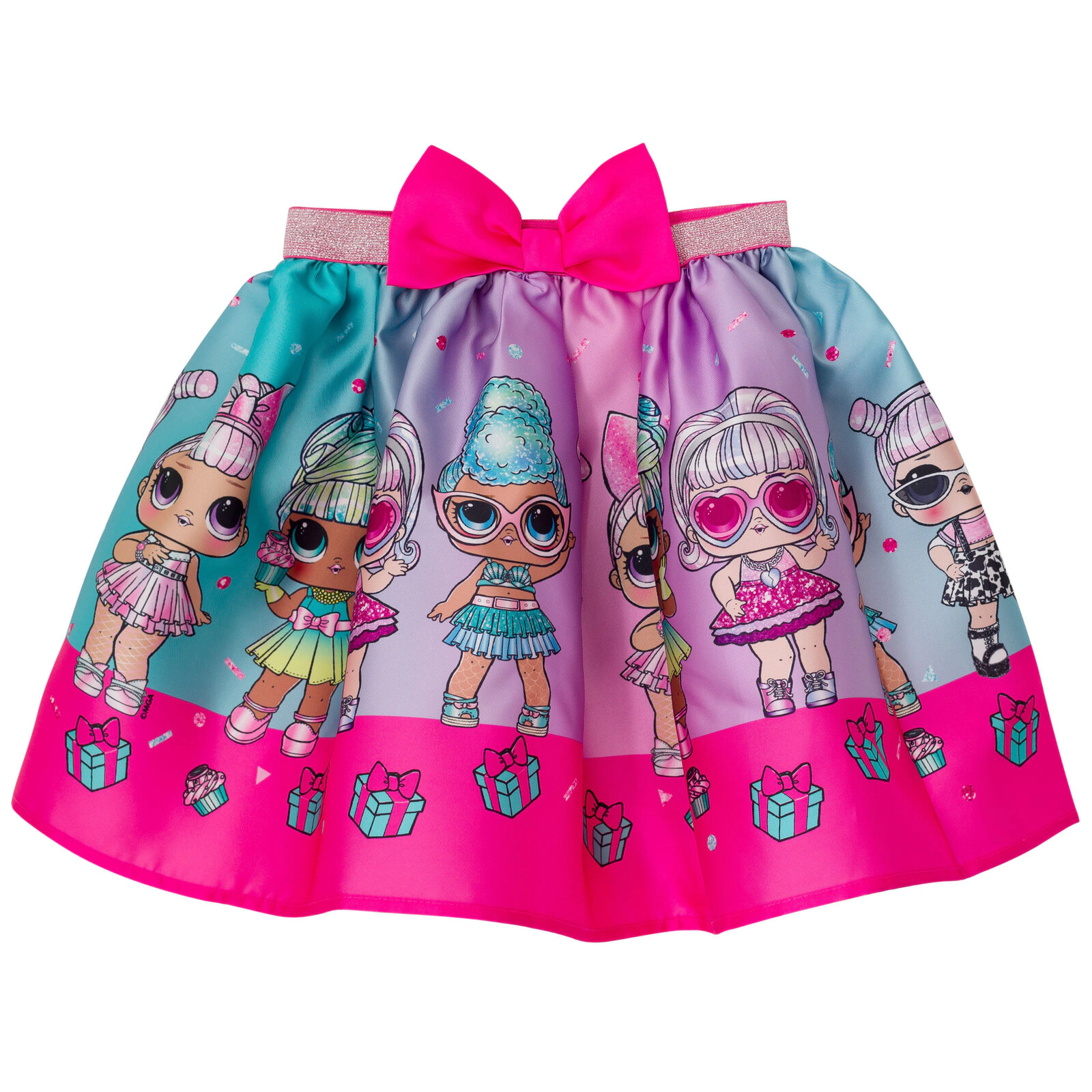 L.O.L. Surprise! Girls' T-Shirt and Satin Skirt Set with Bag