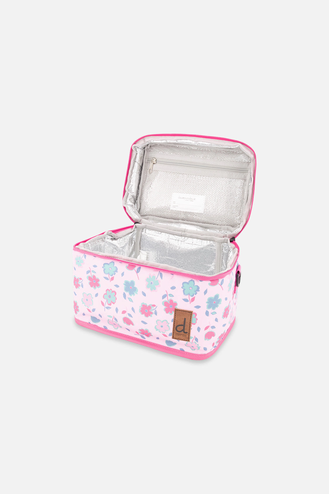 Deux par Deux Girls Insulated Flower Print Lunch Box with Removable Shoulder Strap