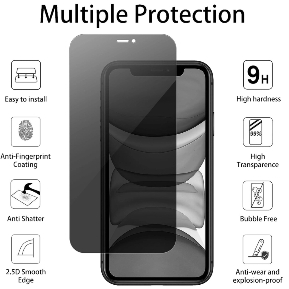 Qixxronics Privacy Screen Protector for iPhone XR/11 Tempered Glass 3pack