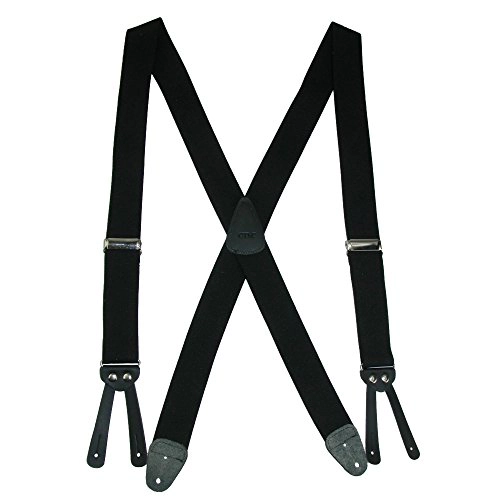 CTM Men's Elastic Basic X-Back Button-End Suspenders